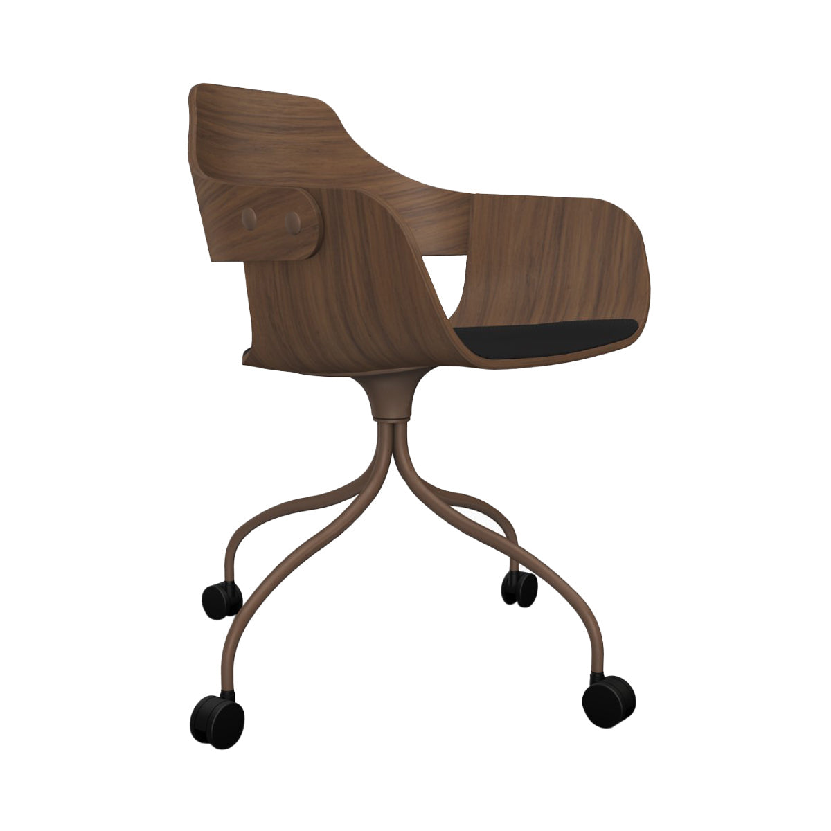 Showtime Chair with Wheel: Seat Upholstered + Pale Brown