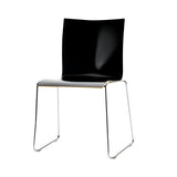 Chairik XL 127 Chair: Sled Base + Black Melamine + Polished Chrome