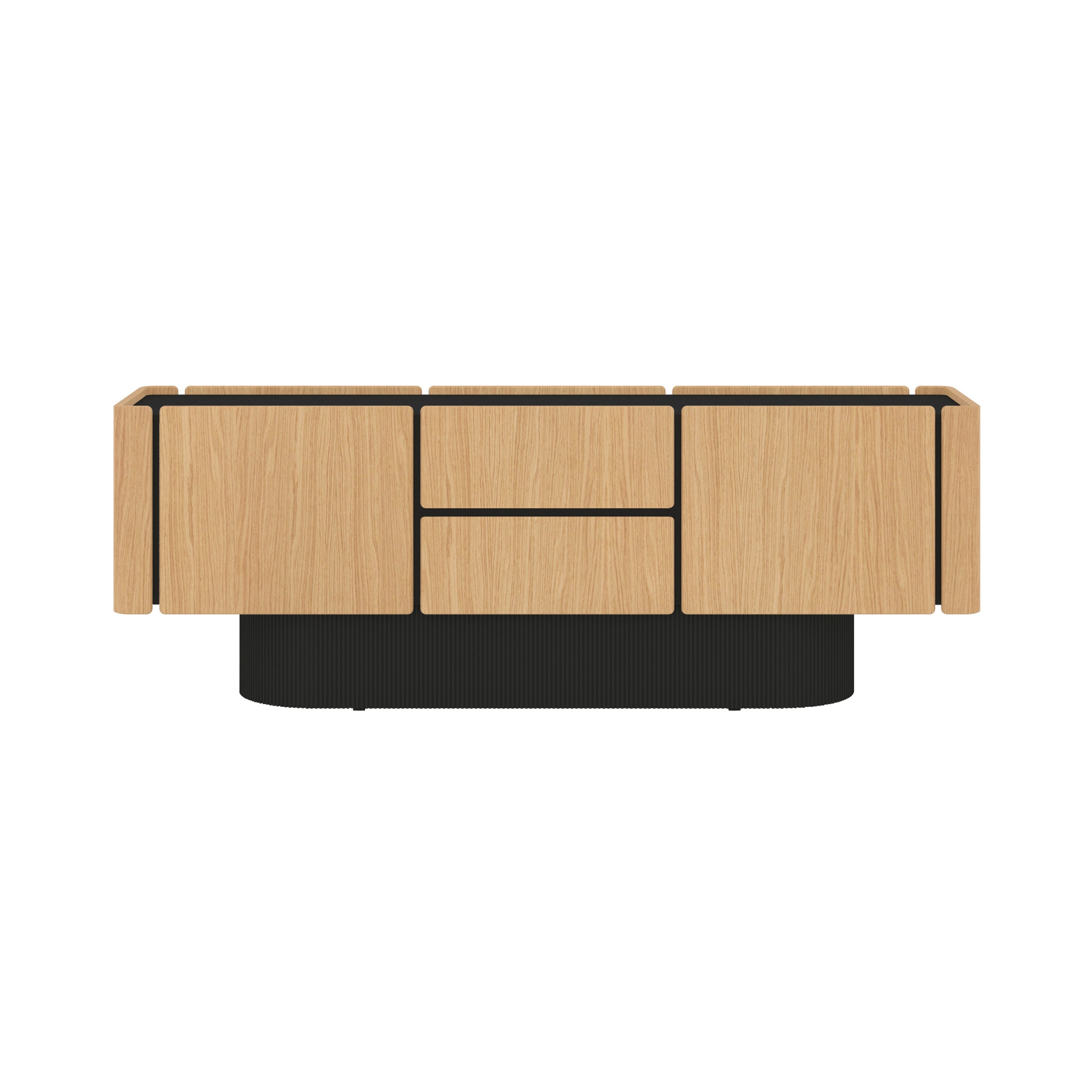 Dune Sideboard: 4 Doors + 2 Drawers + Super-Matt Oak + Black