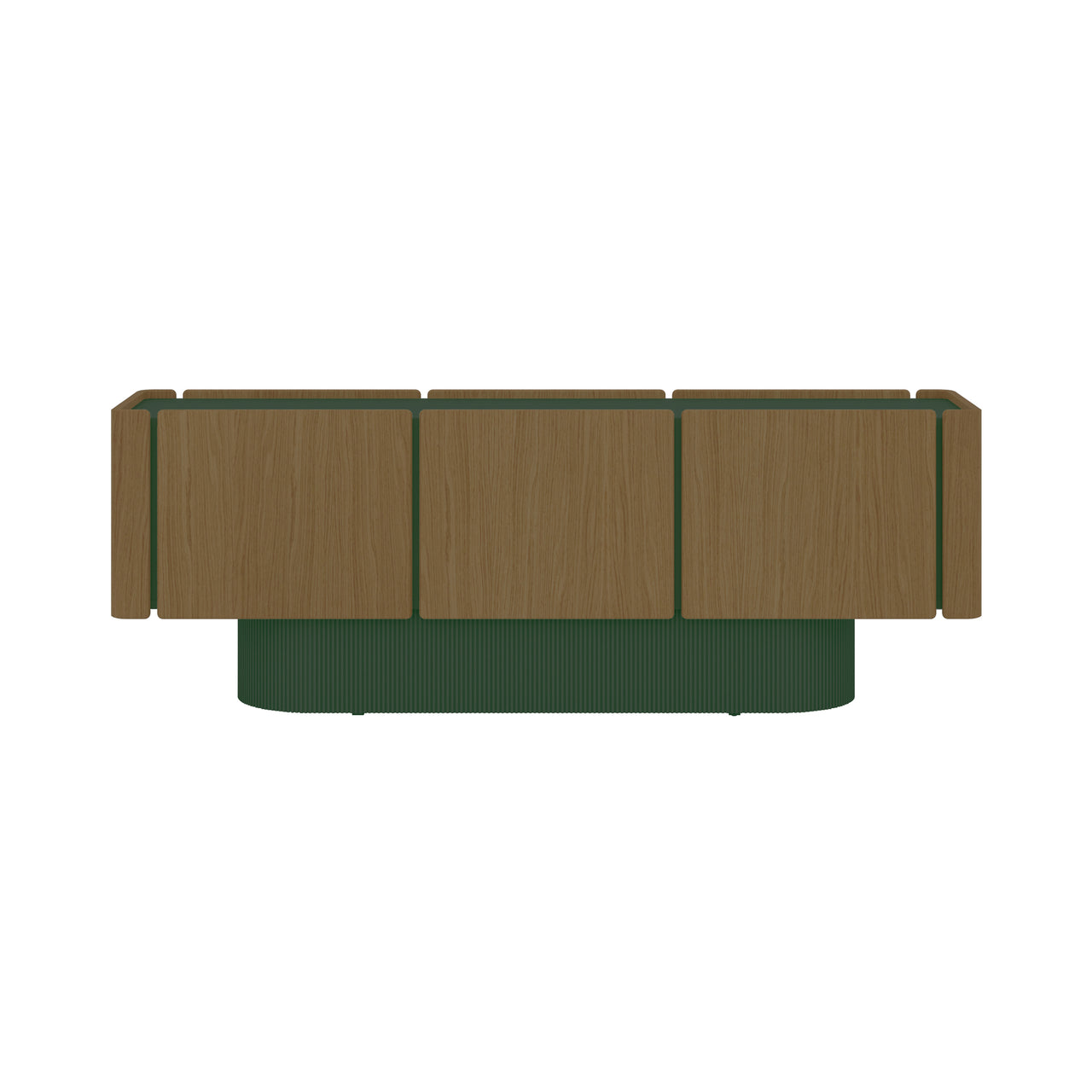 Dune Sideboard: 6 Doors + Walnut Stained Oak + Forest Green