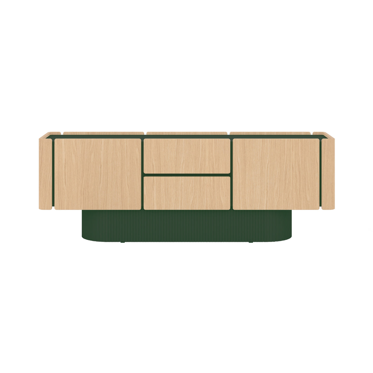 Dune Sideboard: 4 Doors + 2 Drawers + Whitened Oak + Forest Green