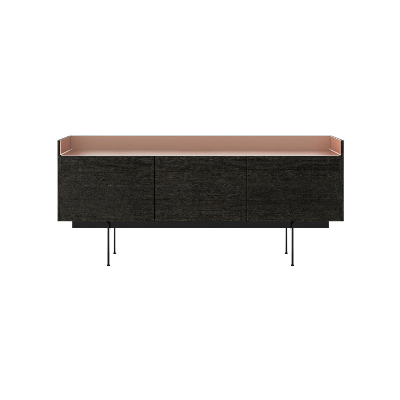 Stockholm STH301 Sideboard: Composition 3 + Dark Grey Stained Oak + Anodized Aluminum Pale Rose + Black