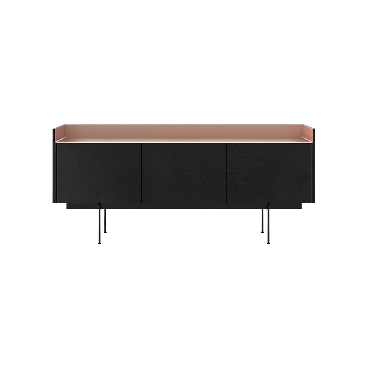 Stockholm STH301 Sideboard: Composition 3 + Ebony Stained Oak + Anodized Aluminum Pale Rose + Black