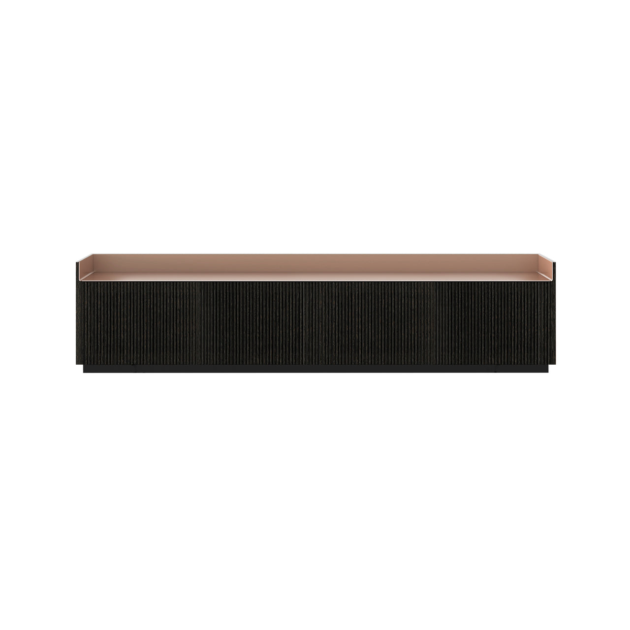 Stockholm STH404 Technic Sideboard: Composition 1 + Dark Grey Stained Oak + Anodized Aluminum Pale Rose + Black