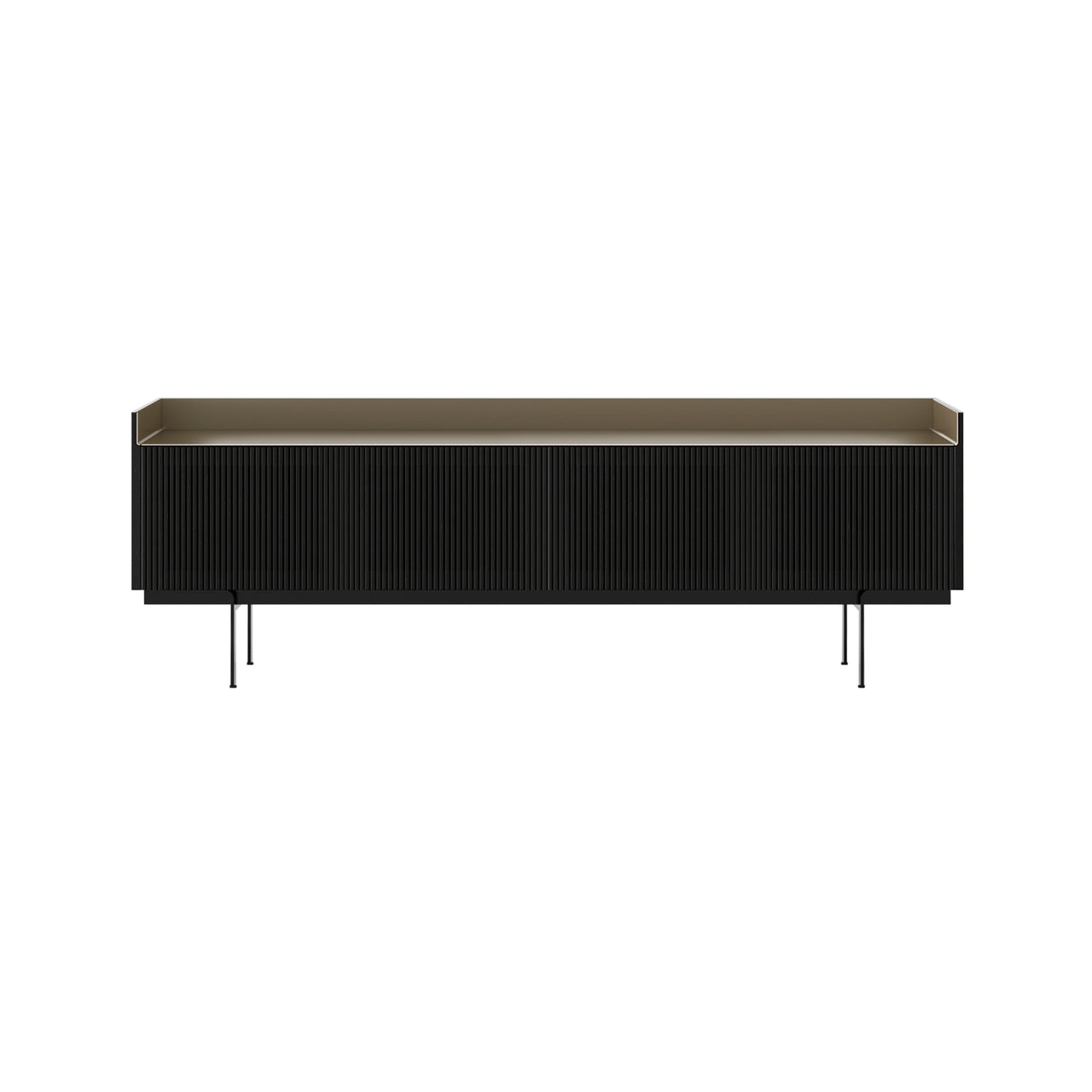 Stockholm STH404 Technic Sideboard: Composition 3 + Ebony Stained Oak + Anodized Aluminum Bronze + Black