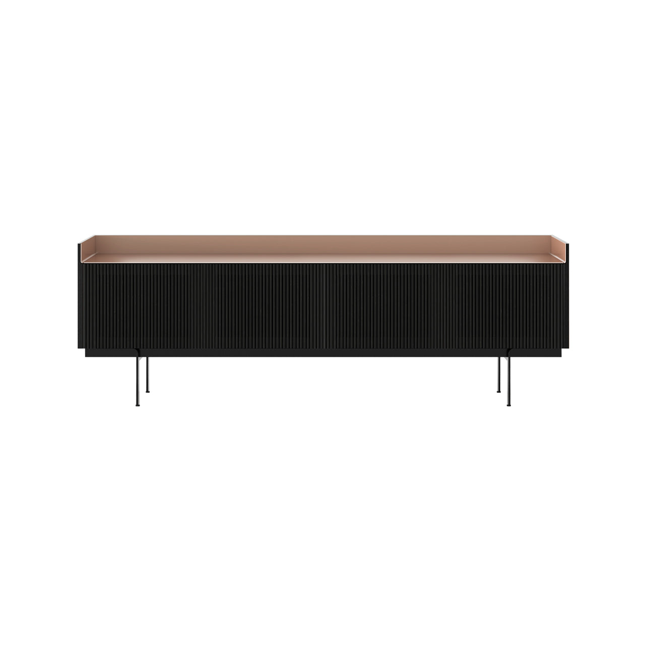 Stockholm STH404 Technic Sideboard: Composition 3 + Ebony Stained Oak + Anodized Aluminum Pale Rose + Black