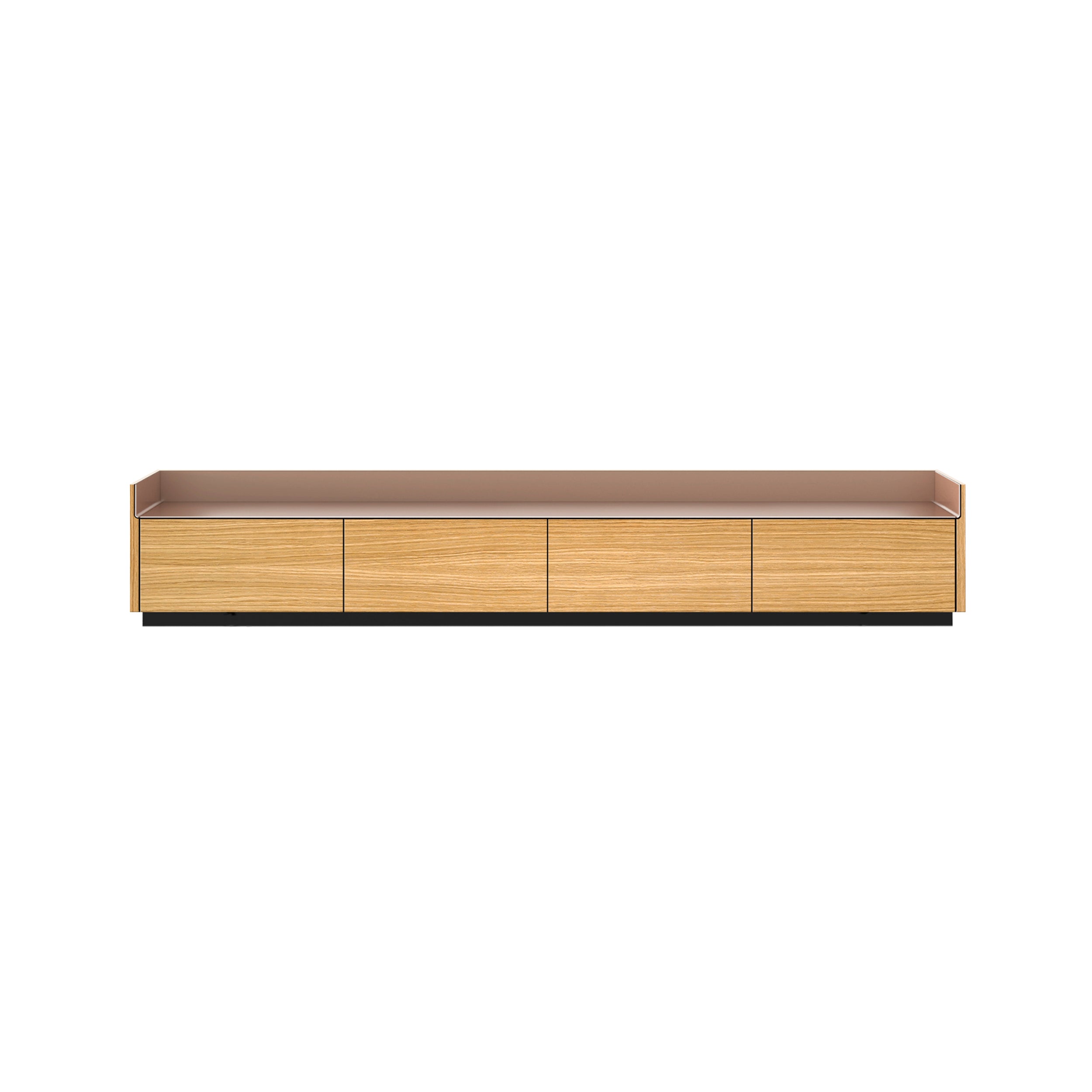 Stockholm STH451 Slim Sideboard: Composition 1 + Super-Matt Oak + Anodised Aluminum Pale Rose + Black