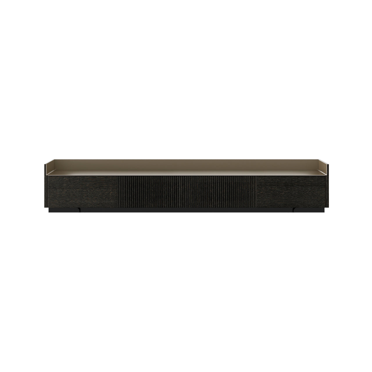 Stockholm STH453 Slim Sideboard: Composition 1 + Dark Grey Stained Oak + Anodized Aluminum Bronze + Black