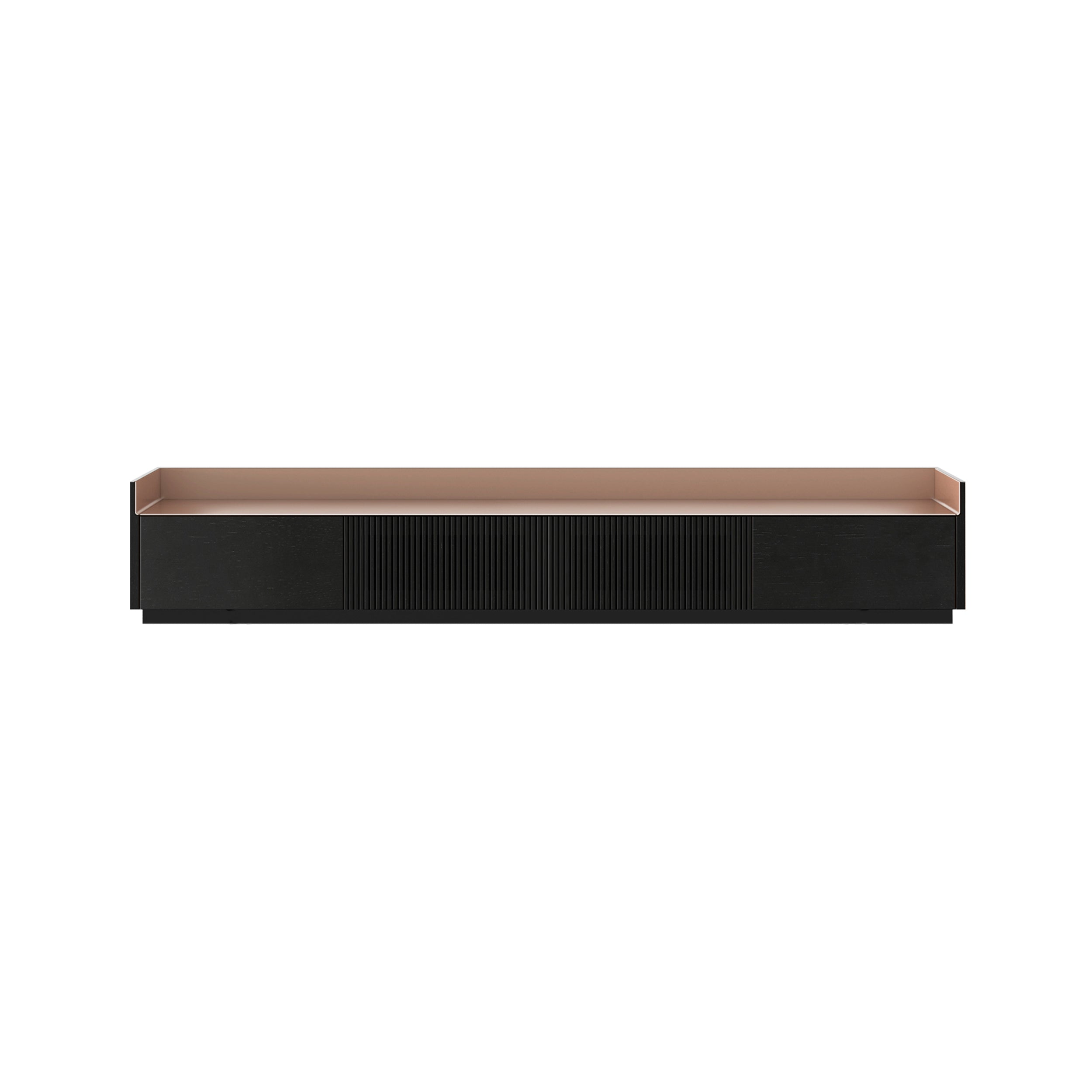 Stockholm STH453 Slim Sideboard: Composition 1 + Super-Matt Walnut + Anodized Aluminum Pale Rose + Black