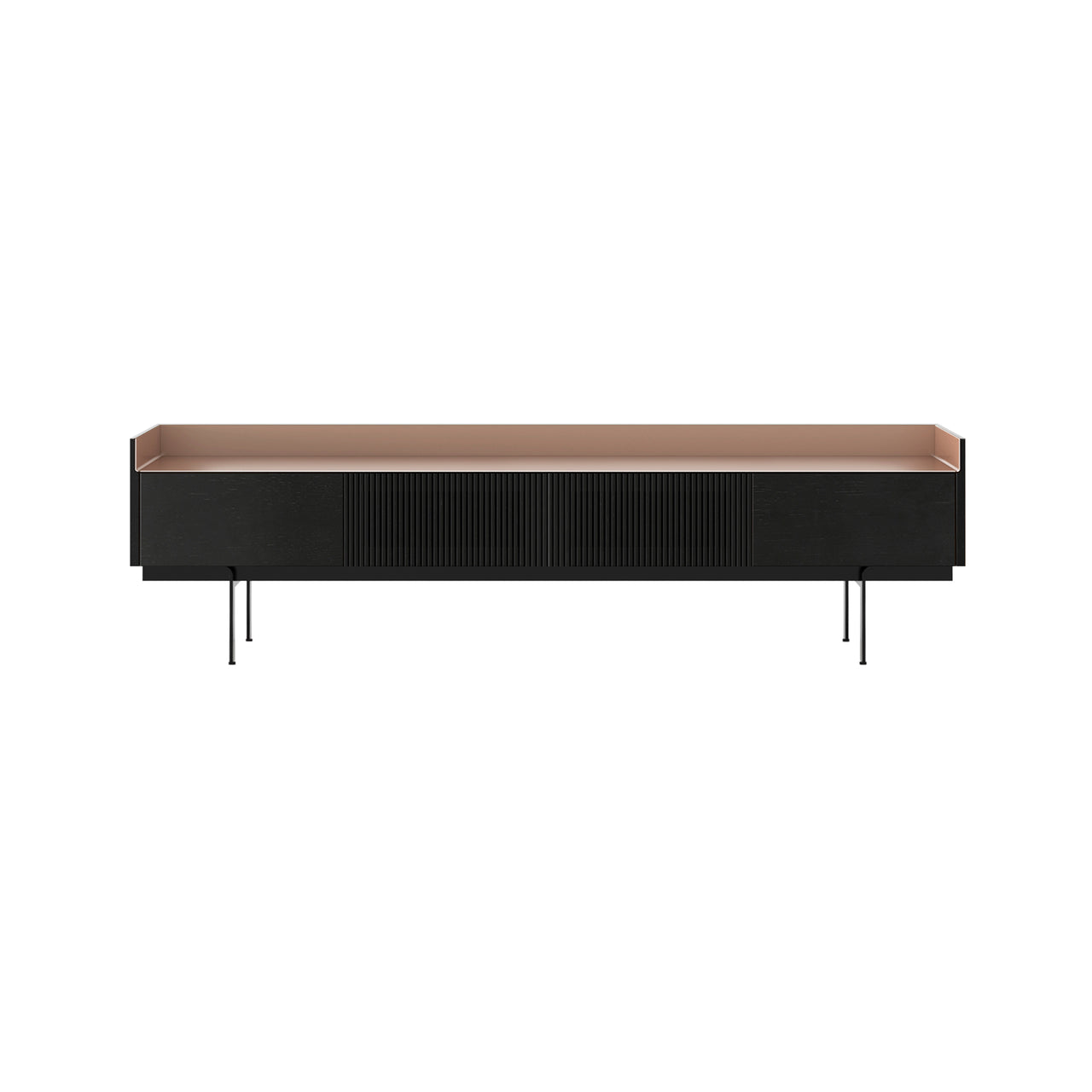 Stockholm STH453 Slim Sideboard: Composition 3 + Ebony Stained Oak + Anodized Aluminum Pale Rose + Black