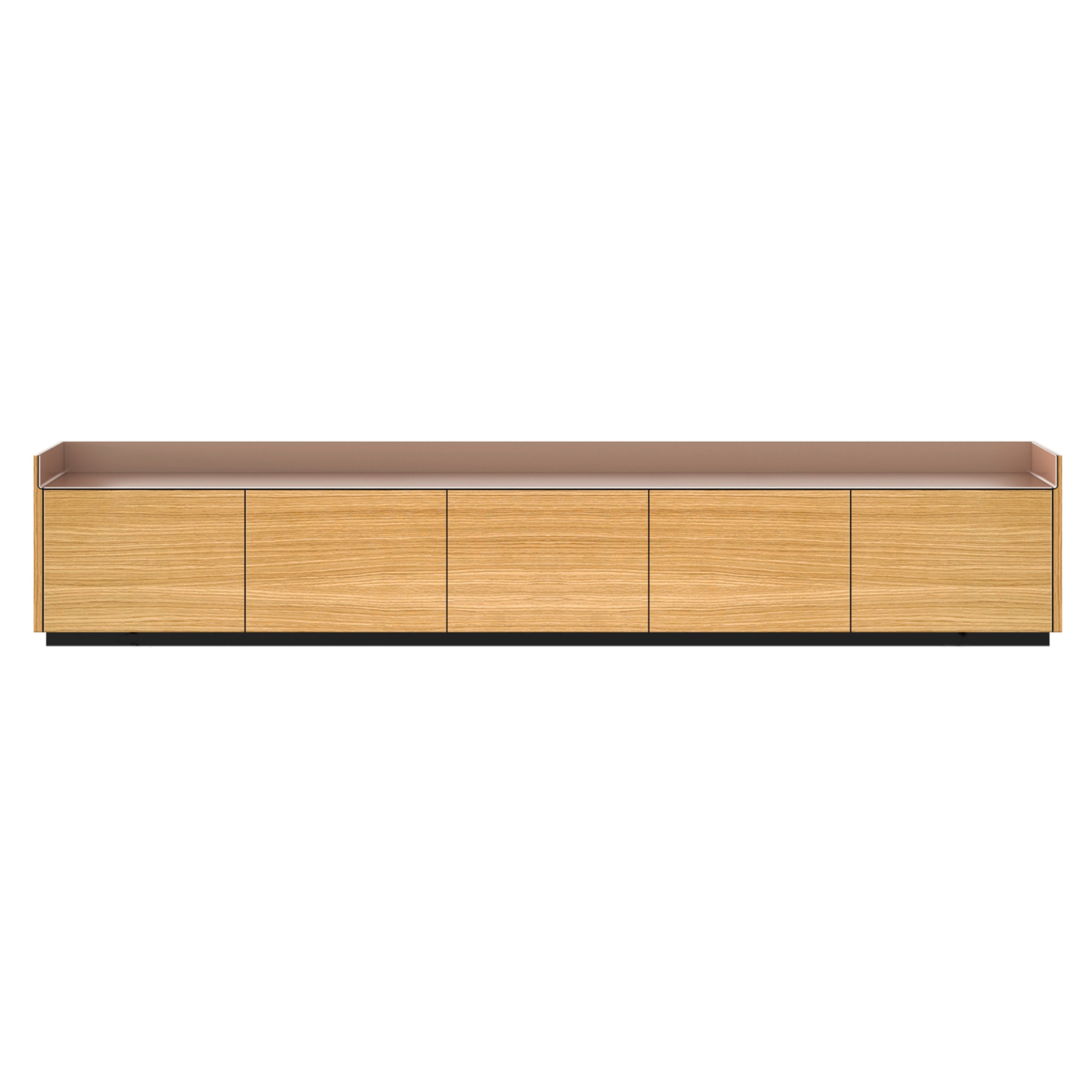 Stockholm STH503 Sideboard: Composition 1 + Super-Matt Oak + Anodized Aluminum Pale Rose + Black