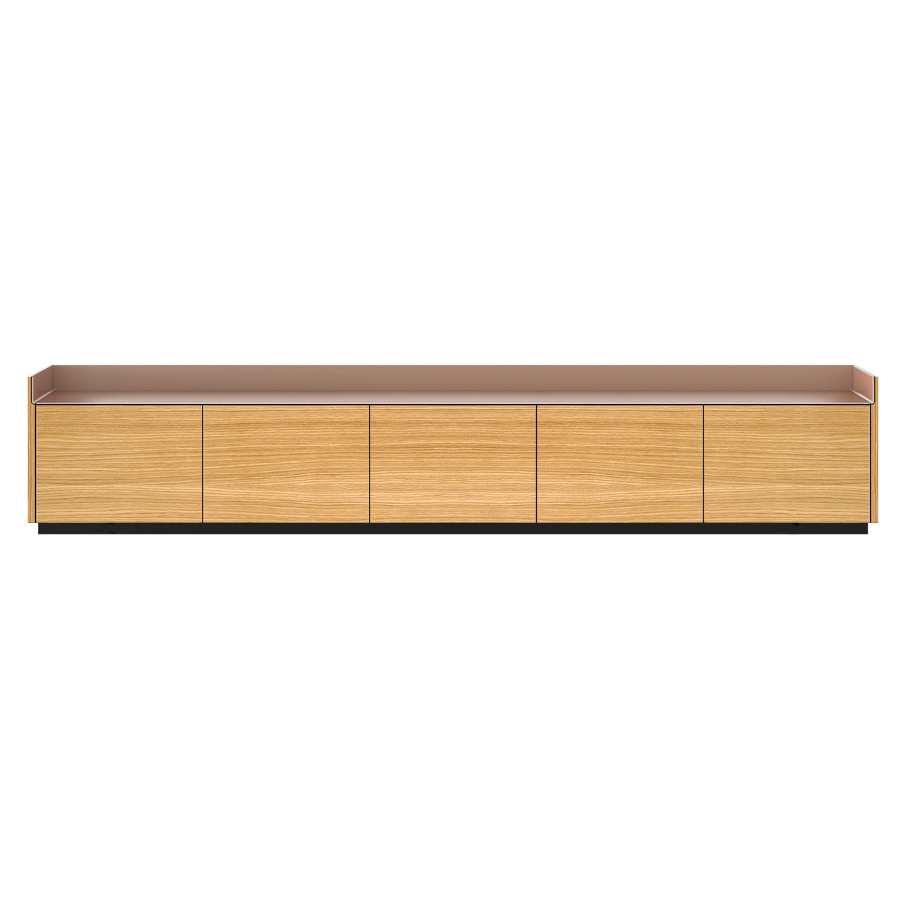 Stockholm STH503 Sideboard: Composition 1 + Super-Matt Oak + Anodized Aluminum Pale Rose + Black