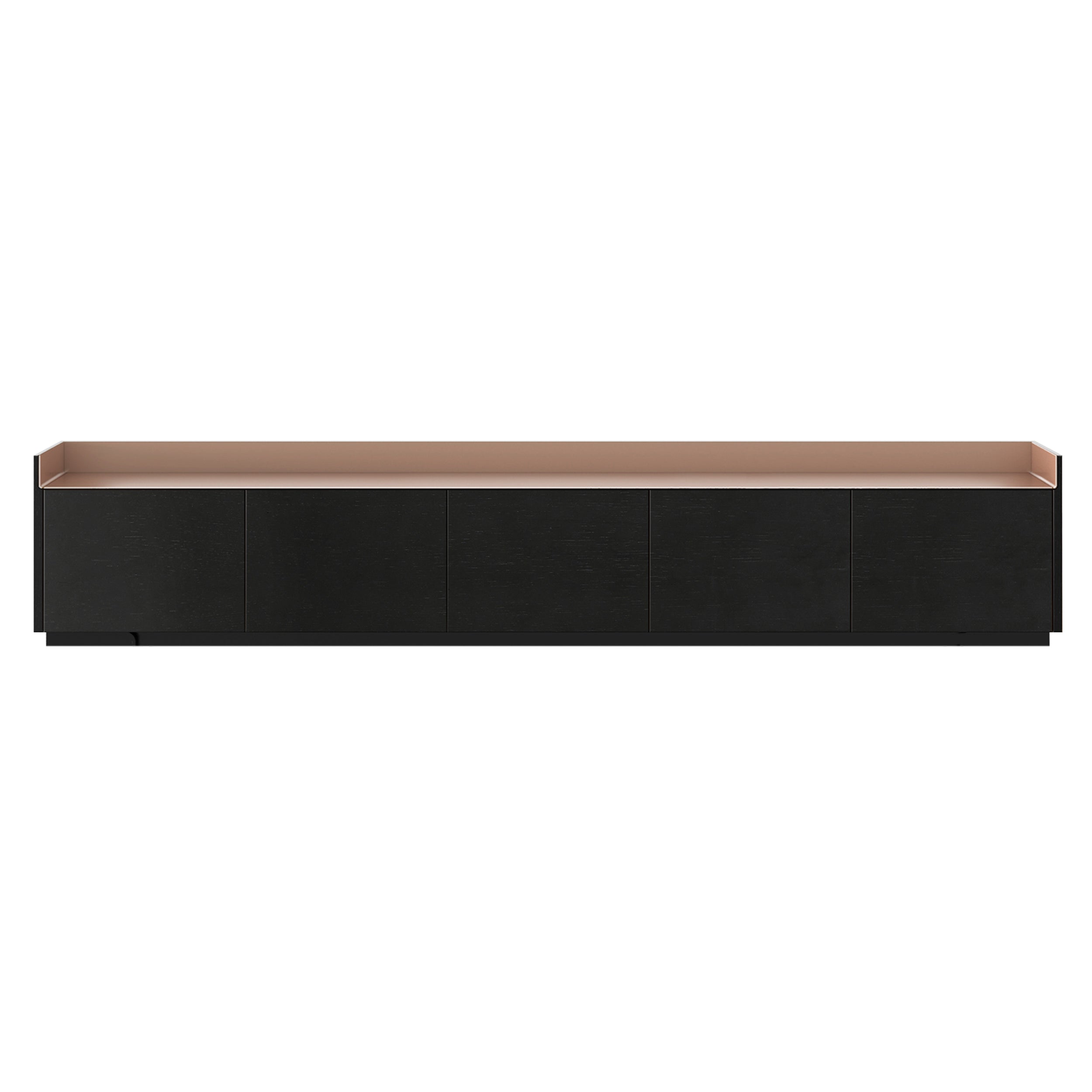 Stockholm STH503 Sideboard: Composition 1 + Ebony Stained Oak + Anodized Aluminum Pale Rose + Black