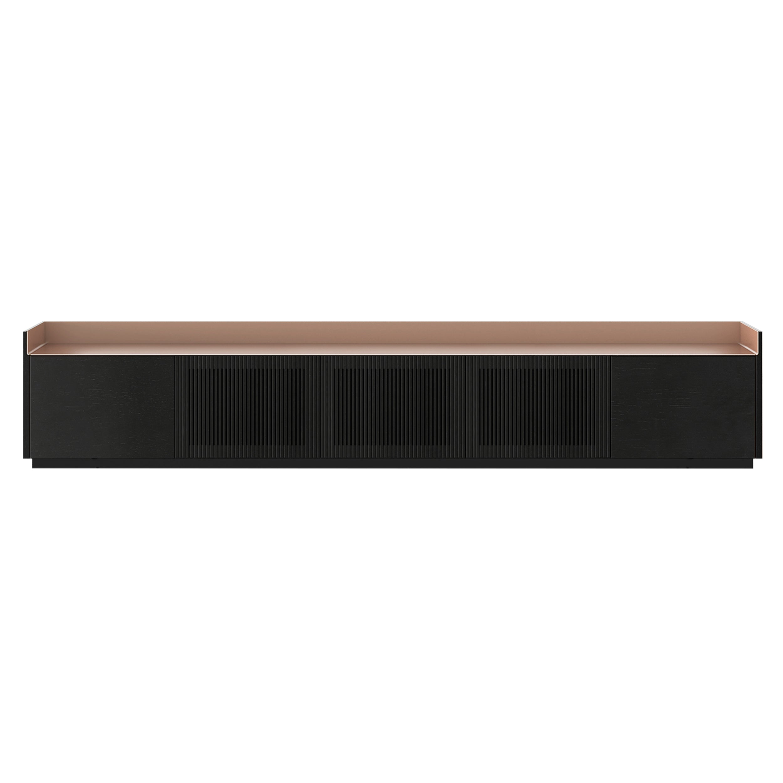 Stockholm STH504 Technic Sideboard: Composition 1 + Ebony Stained Oak + Anodized Aluminum Pale Rose + Black