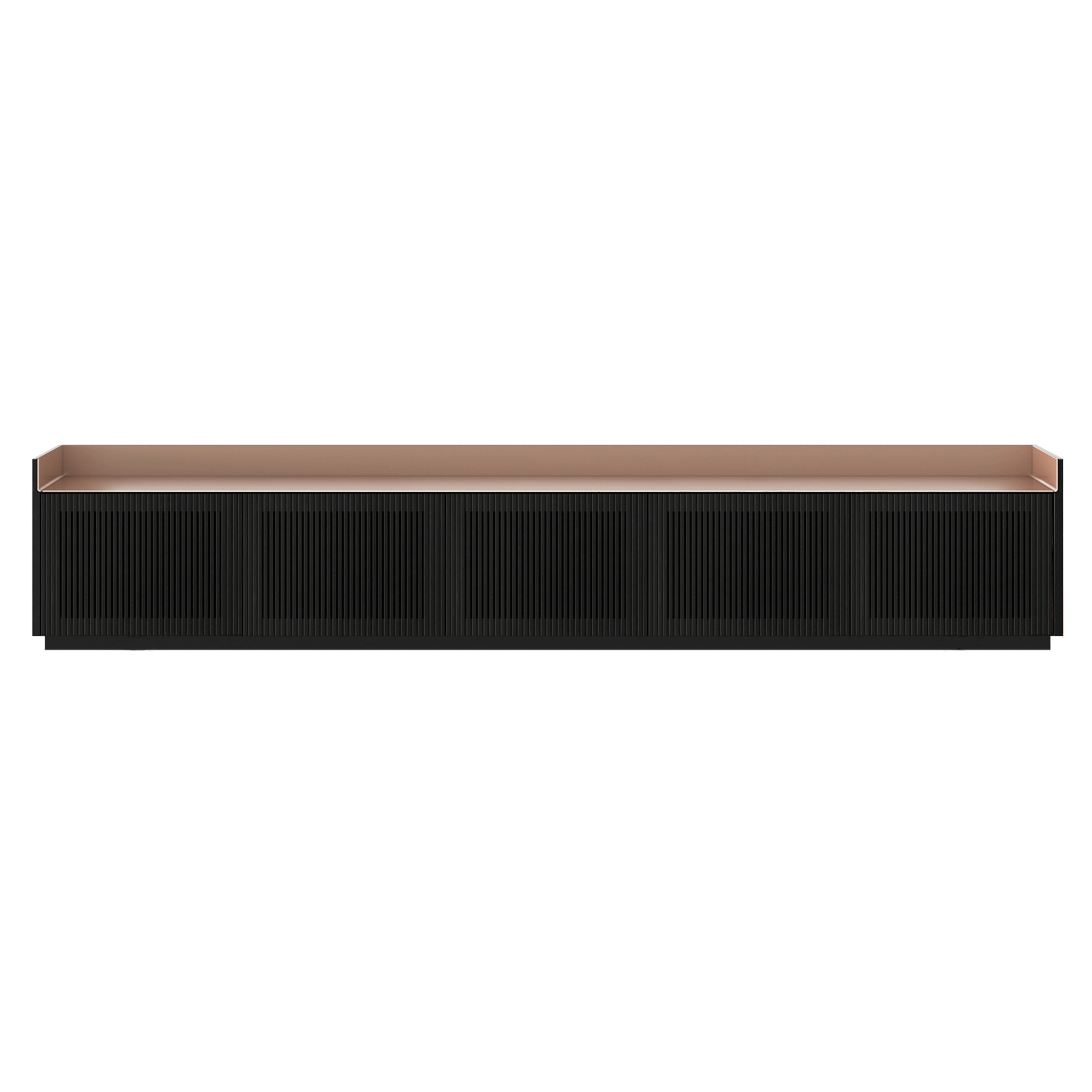 Stockholm STH507 Technic Sideboard: Composition 1 + Ebony Stained Oak + Anodized Aluminum Pale Rose + Black