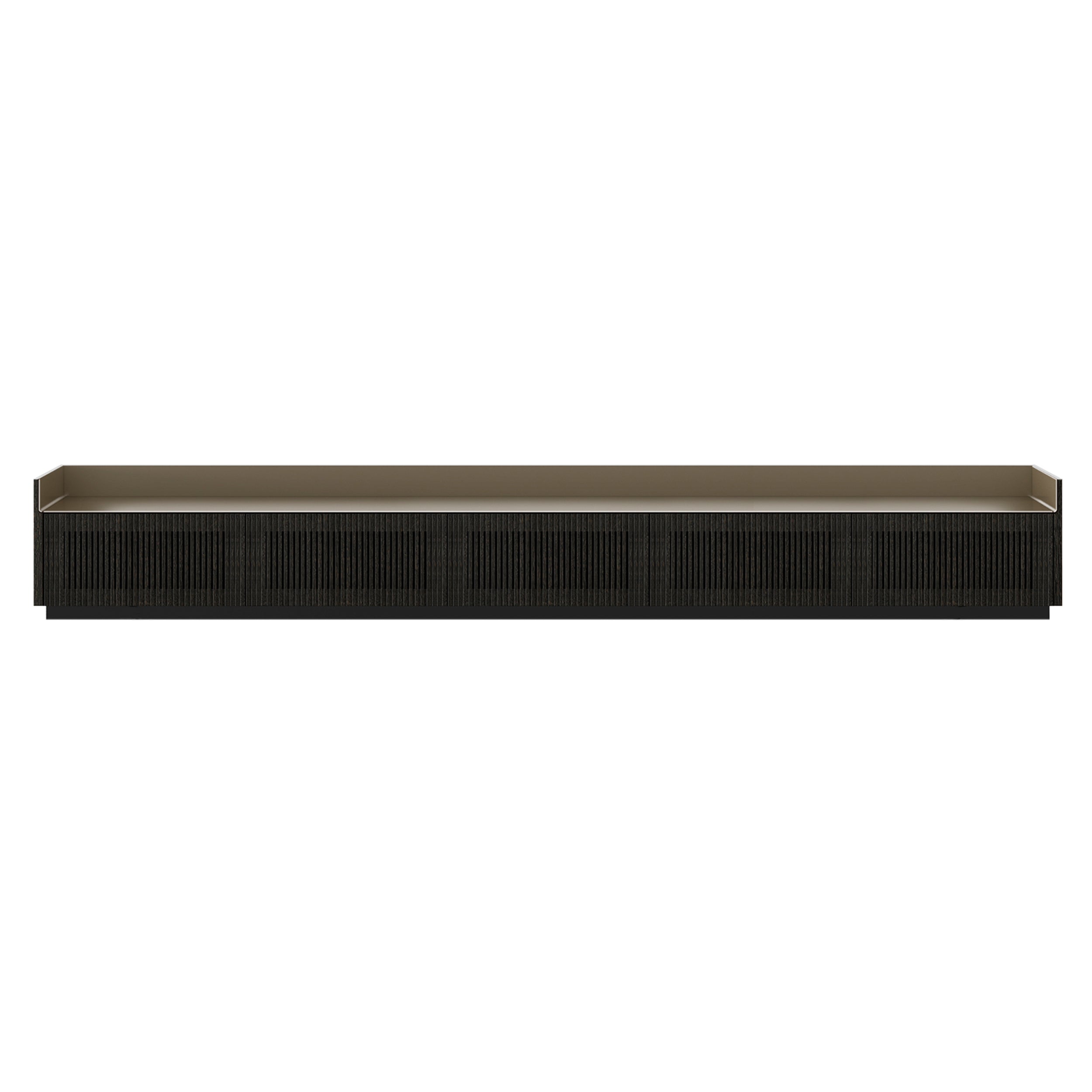 Stockholm STH557 Slim Sideboard: Composition 1 + Dark Grey Stained Oak + Anodized Aluminum Bronze + Black