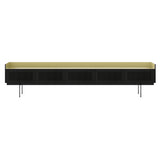 Stockholm STH557 Slim Sideboard: Composition 3 + Dark Grey Stained Oak + Anodized Aluminum Gold + Black