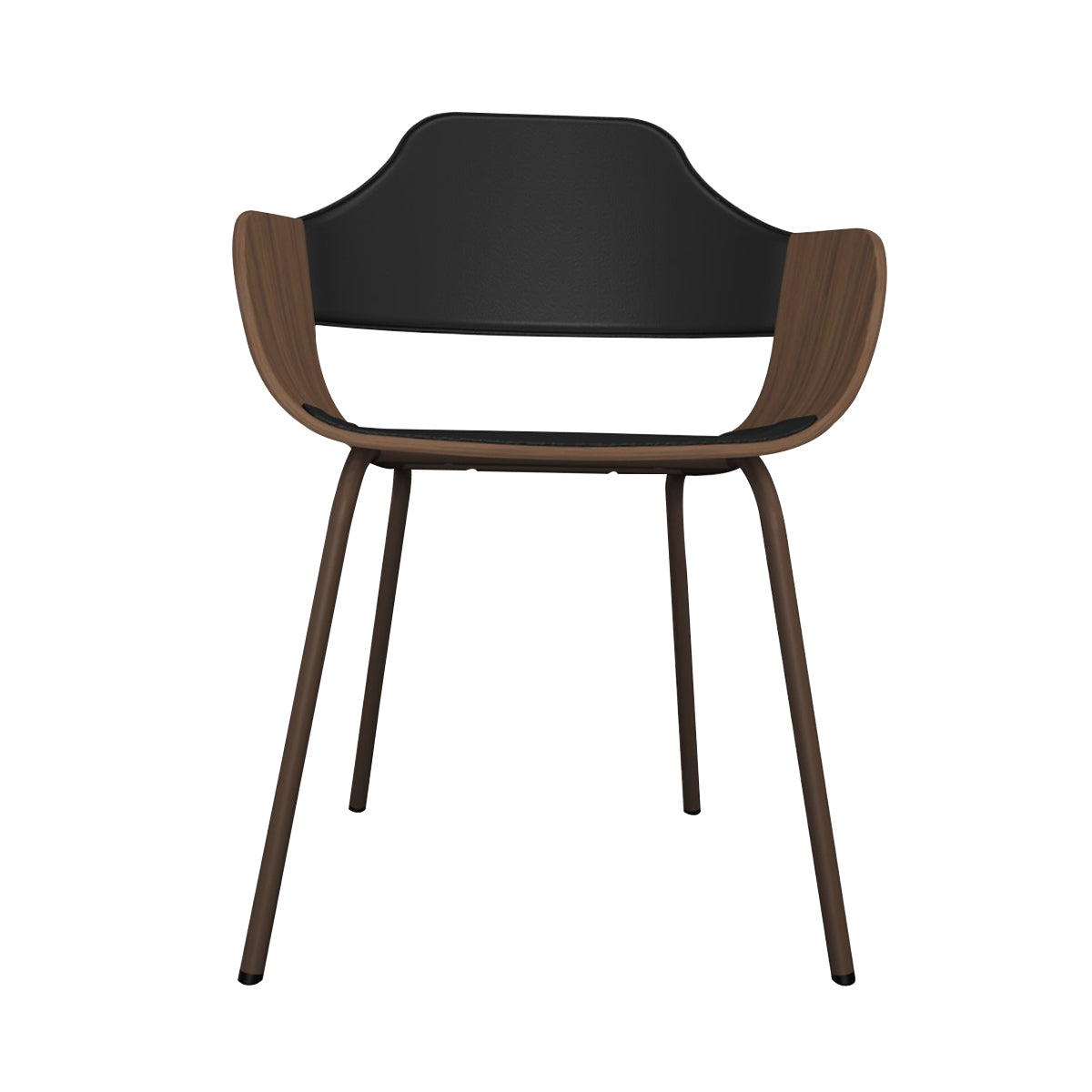 Showtime Chair with Metal Base: Seat + Backrest Upholstered + Pale Brown