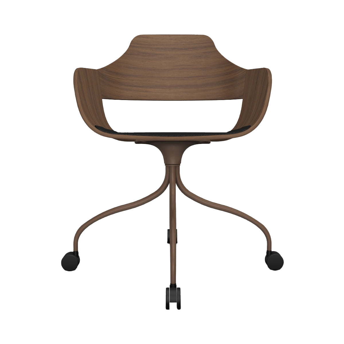 Showtime Chair with Wheel: Seat Upholstered + Pale Brown