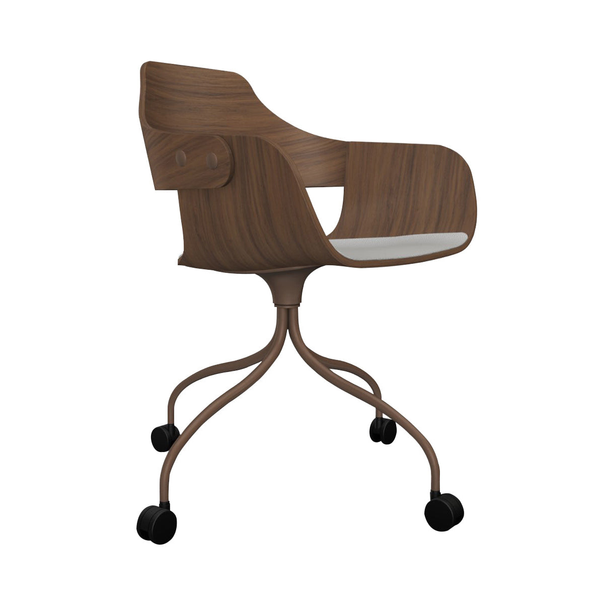 Showtime Chair with Wheel: Seat Upholstered + Pale Brown