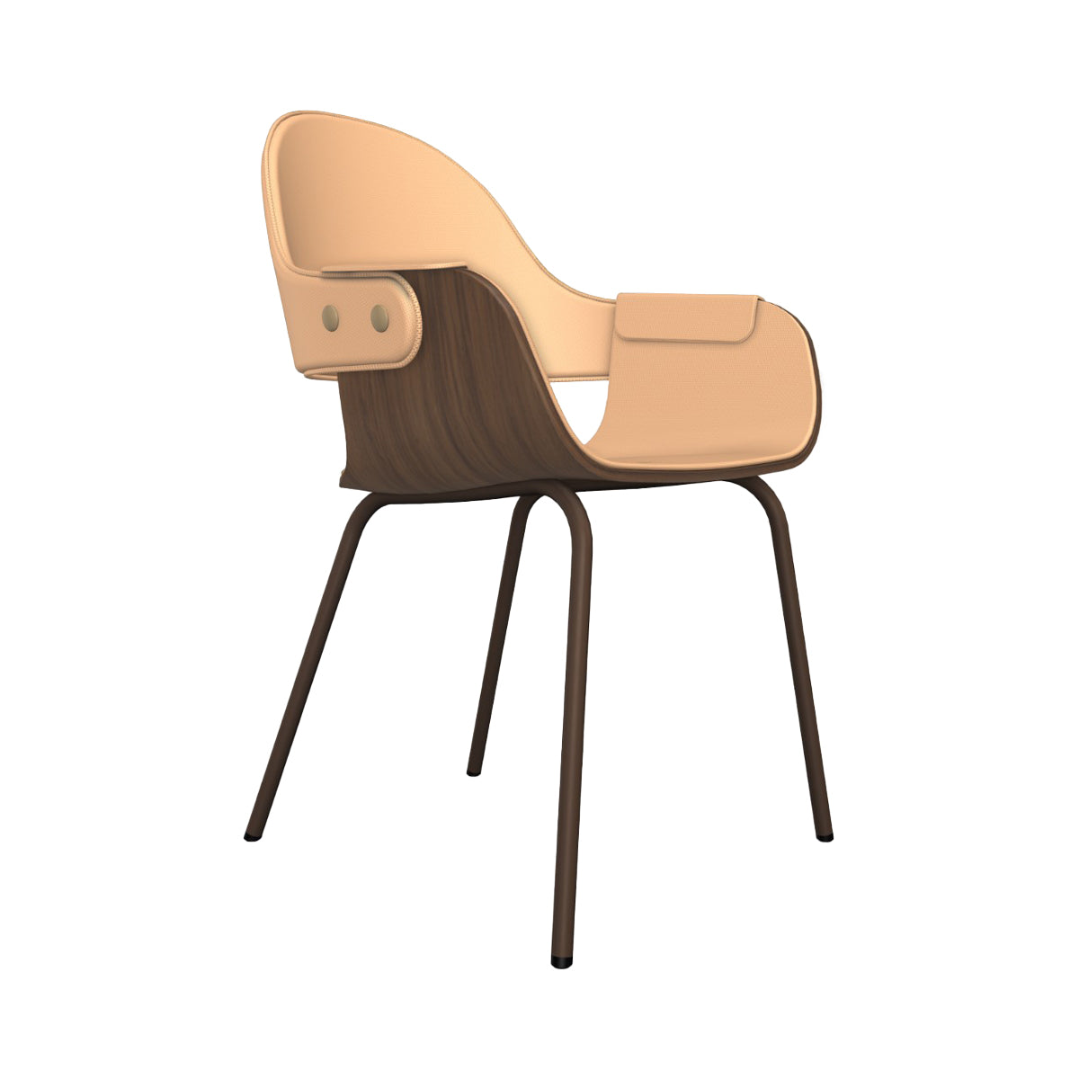 Showtime Nude Chair with Metal Base: Full Upholstered + Walnut Nature Effect + Pale Brown