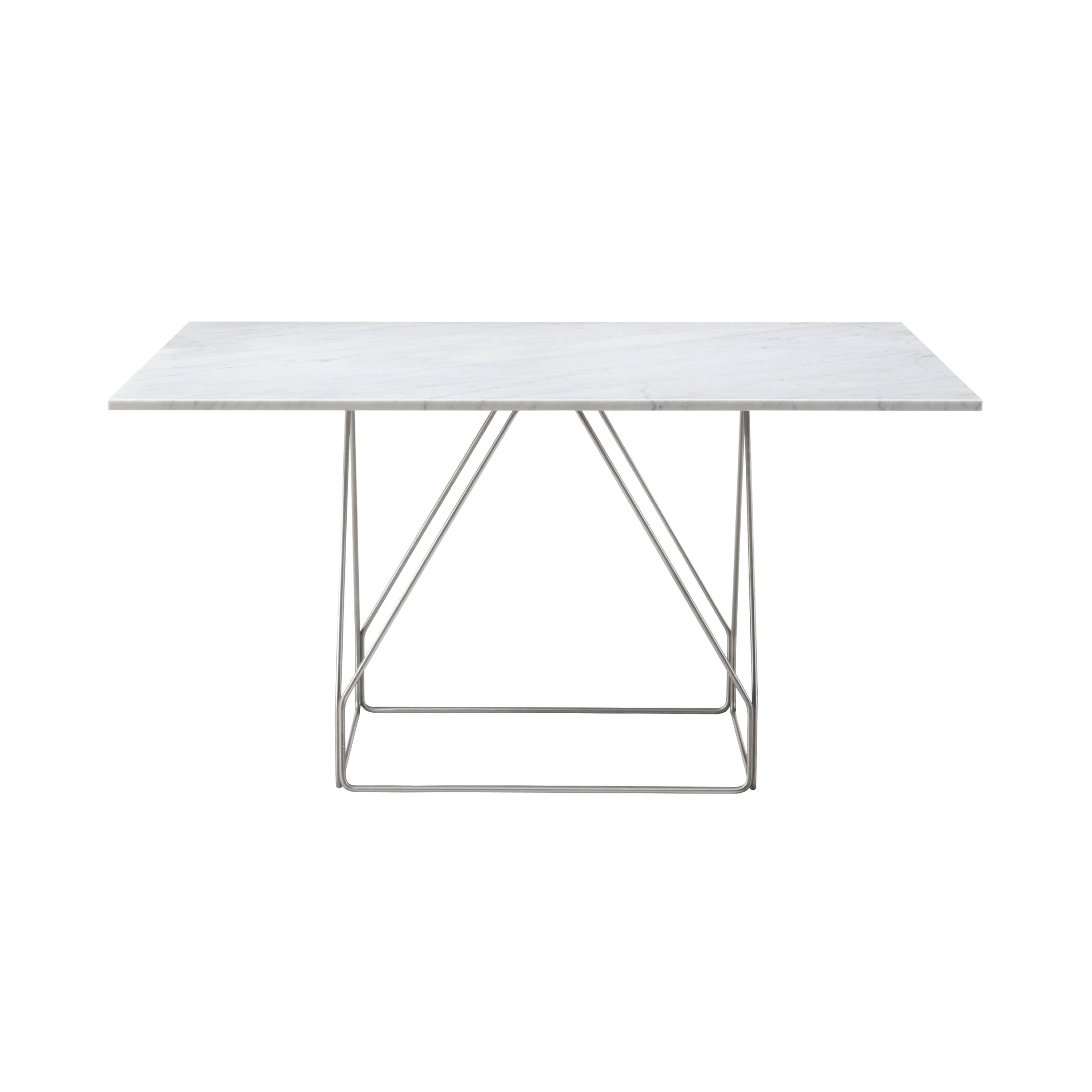 JG Table: Square + White Carrara + Stainless Steel