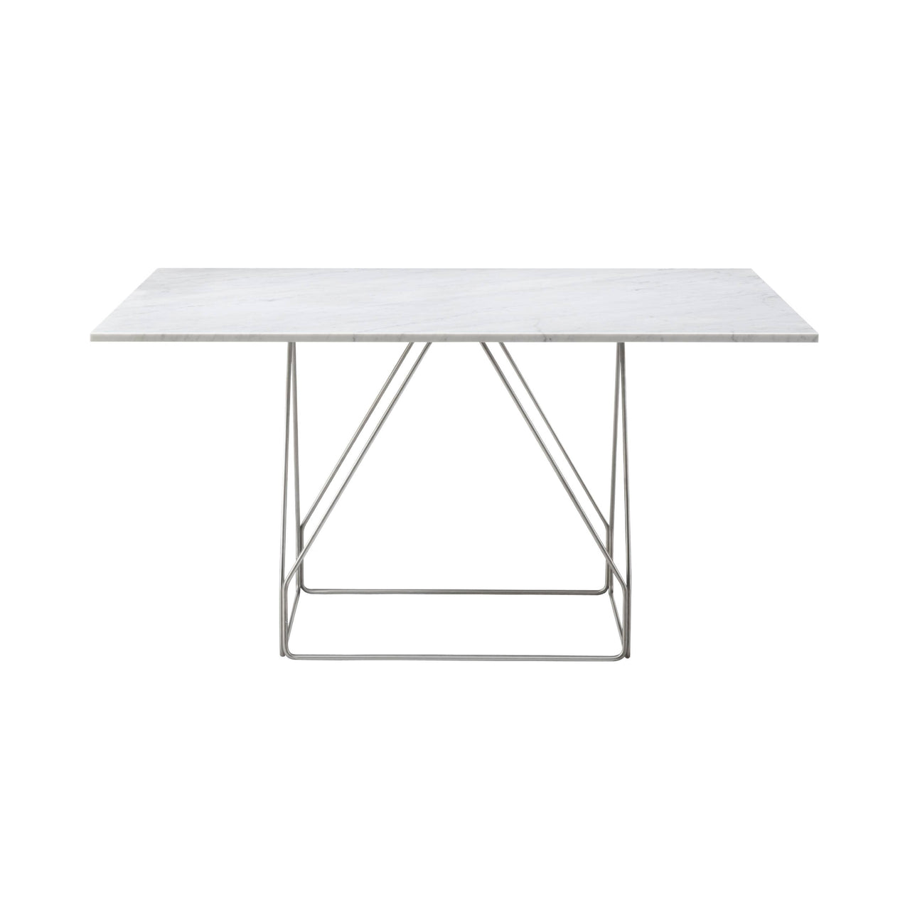 JG Table: Square + White Carrara + Stainless Steel