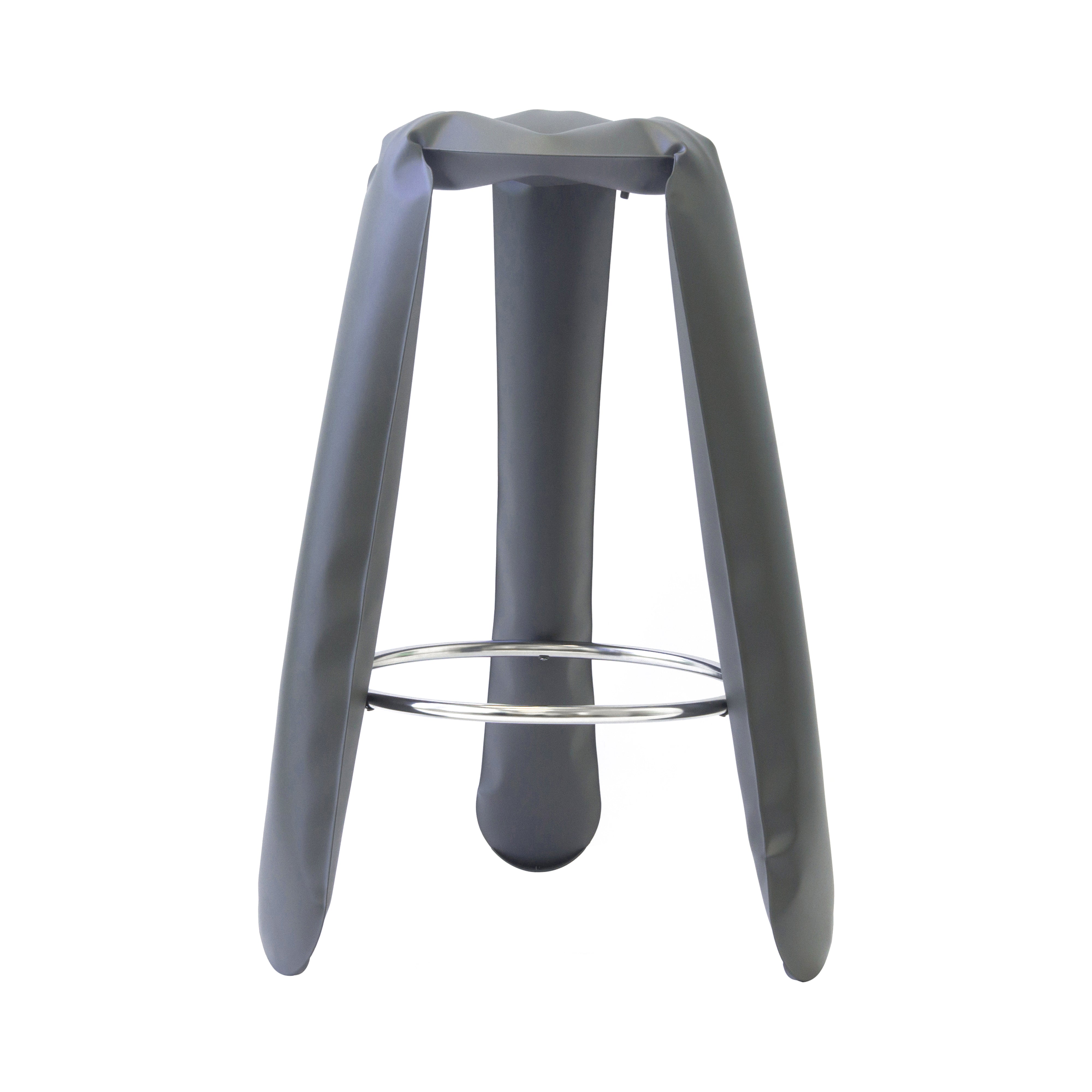 Plopp Bar Stool: Umbra Grey Matt Steel