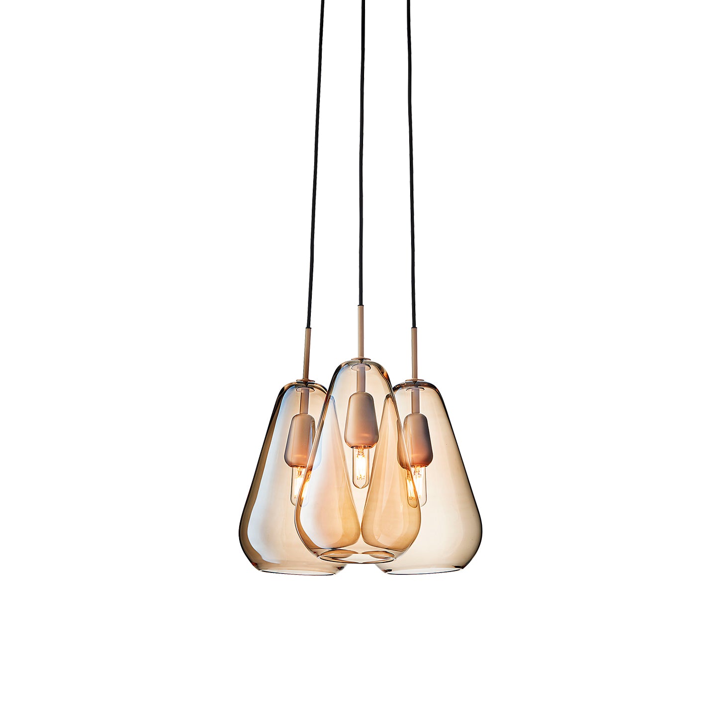 Anoli 3 Chandelier: Gold + Black