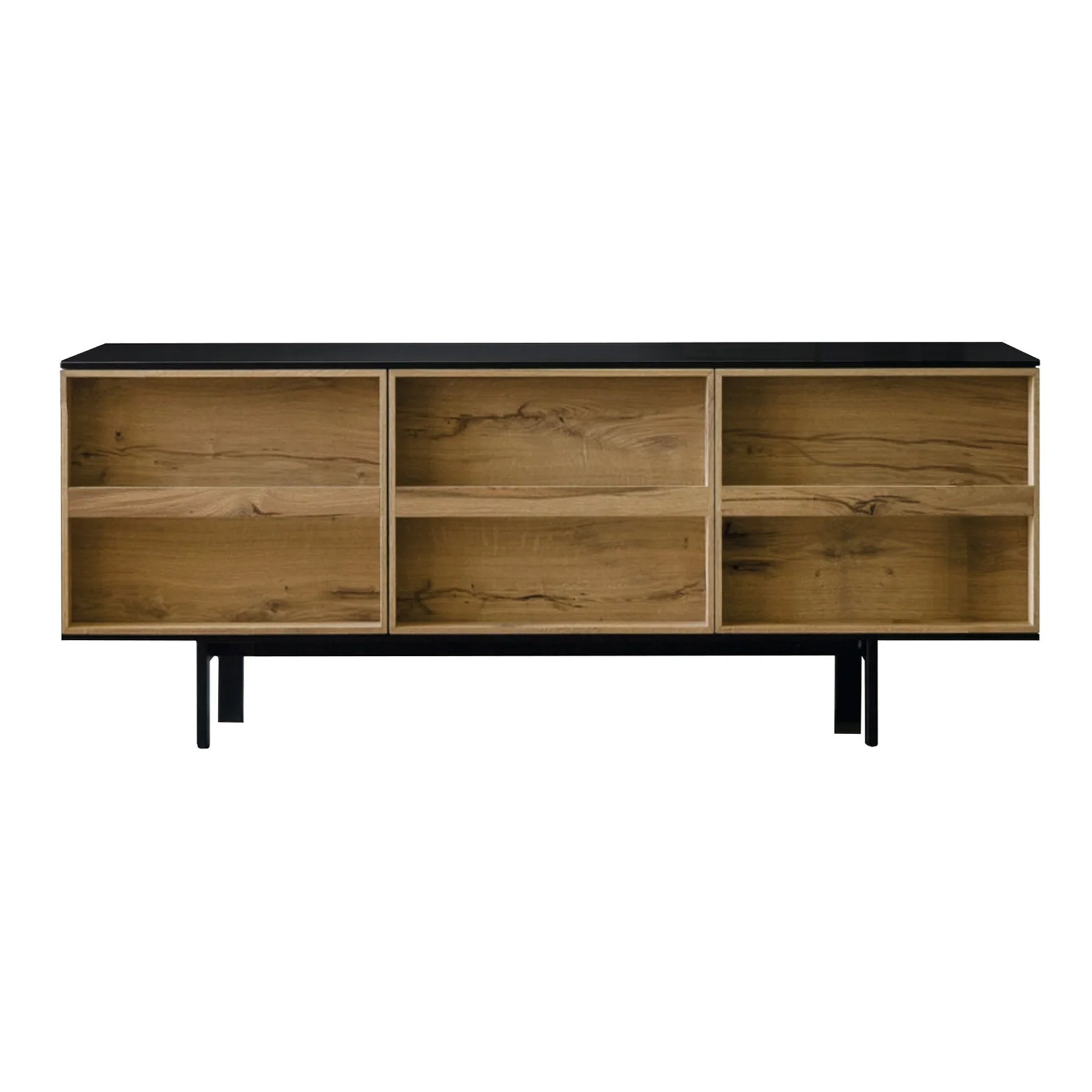 Ramblas Cabinet: Medium + Lacquered Black + Vintage Oak