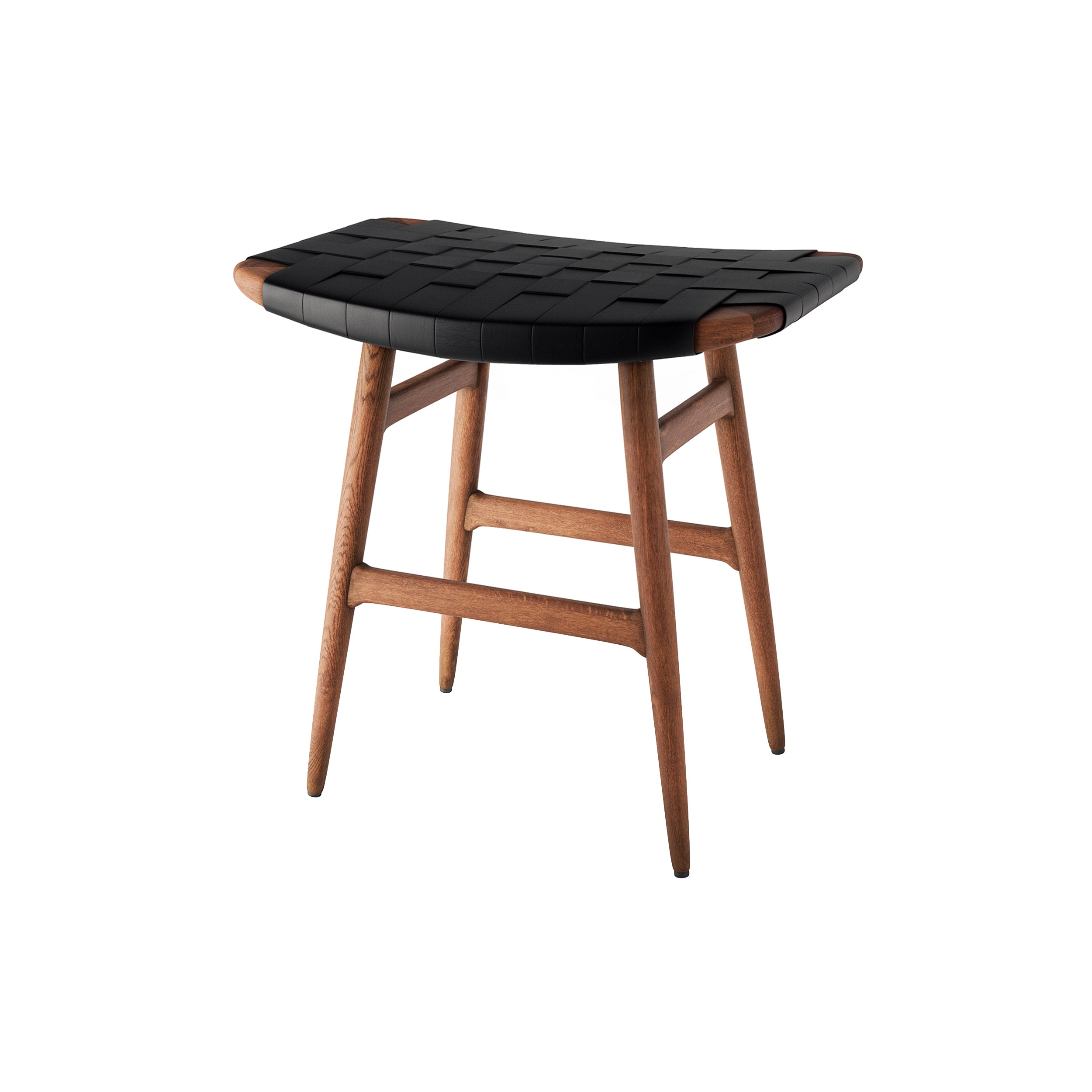 Freja Stool: Natural Walnut + Stripe + Black