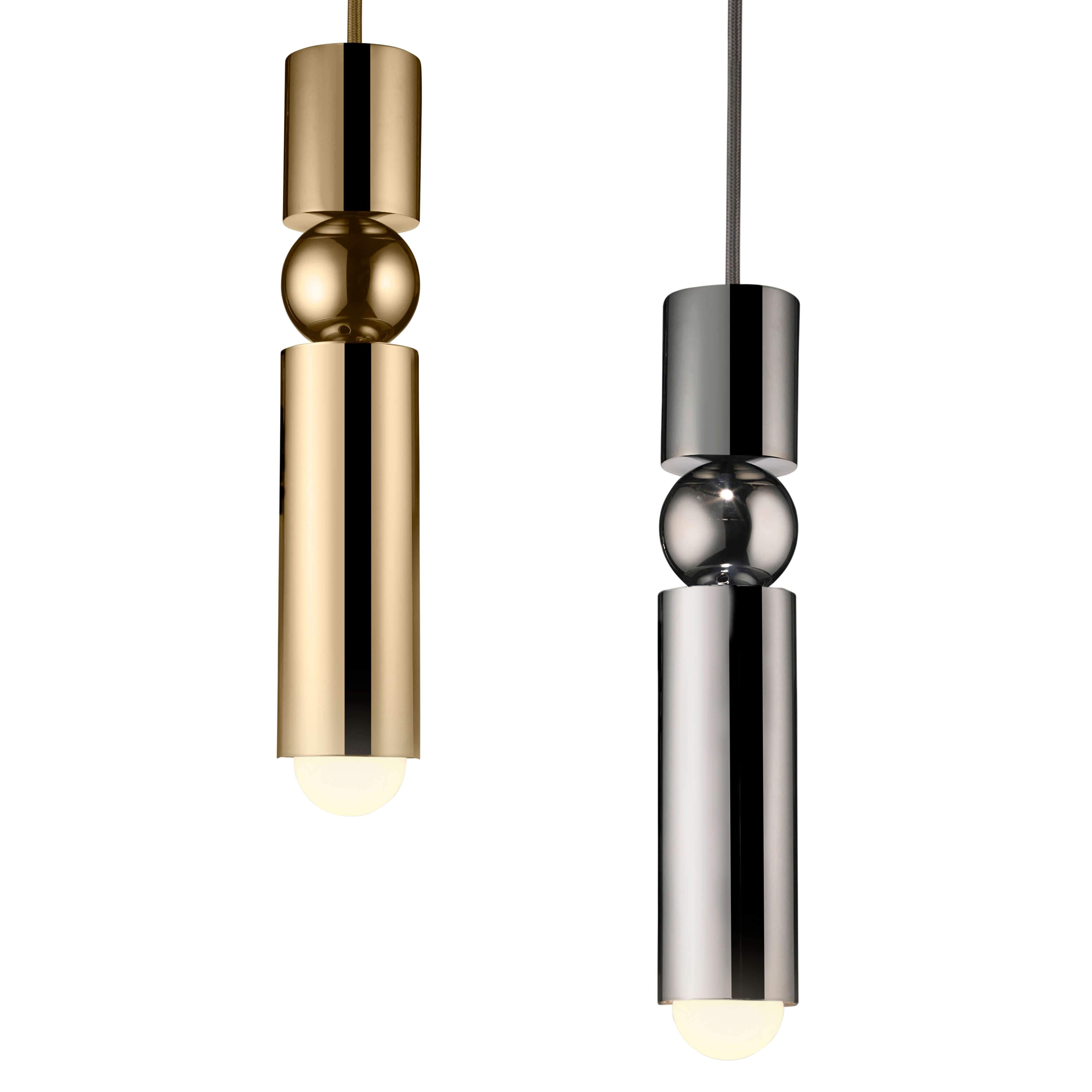 Fulcrum Pendant Light: Polished Gold + Polished Chrome