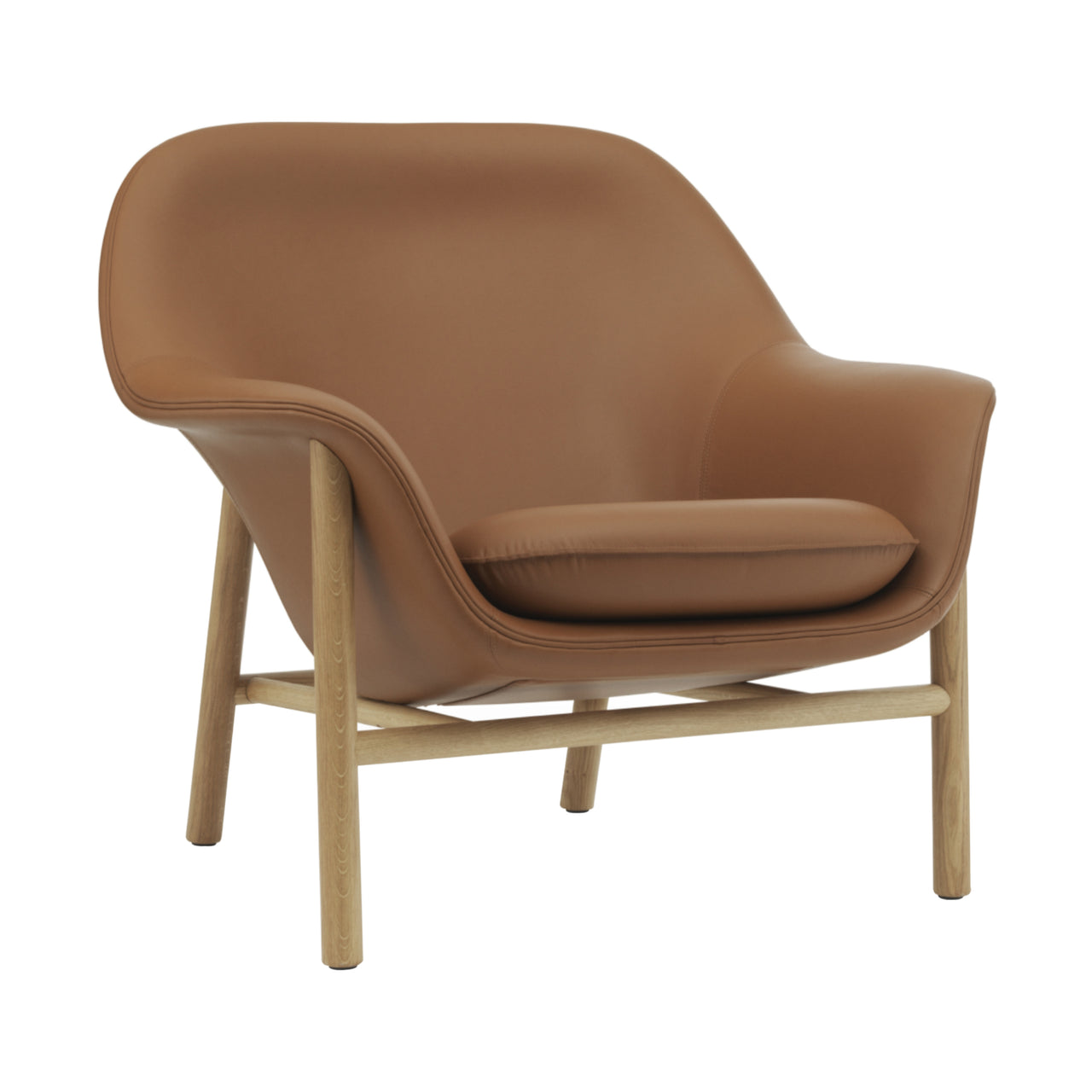 Drape Lounge Chair: Low + Wood Base + Oak