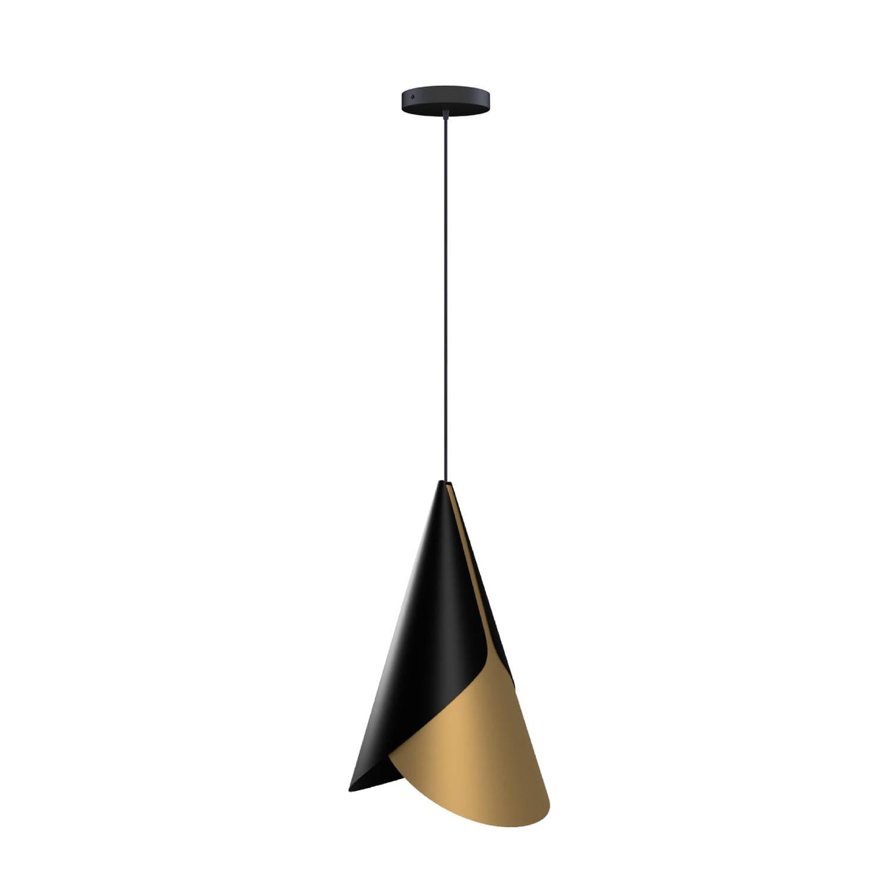 Cornet Pendant: Black + Brass + Black + Canopy