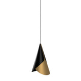 Cornet Pendant: Black + Brass + Black + Plug-in