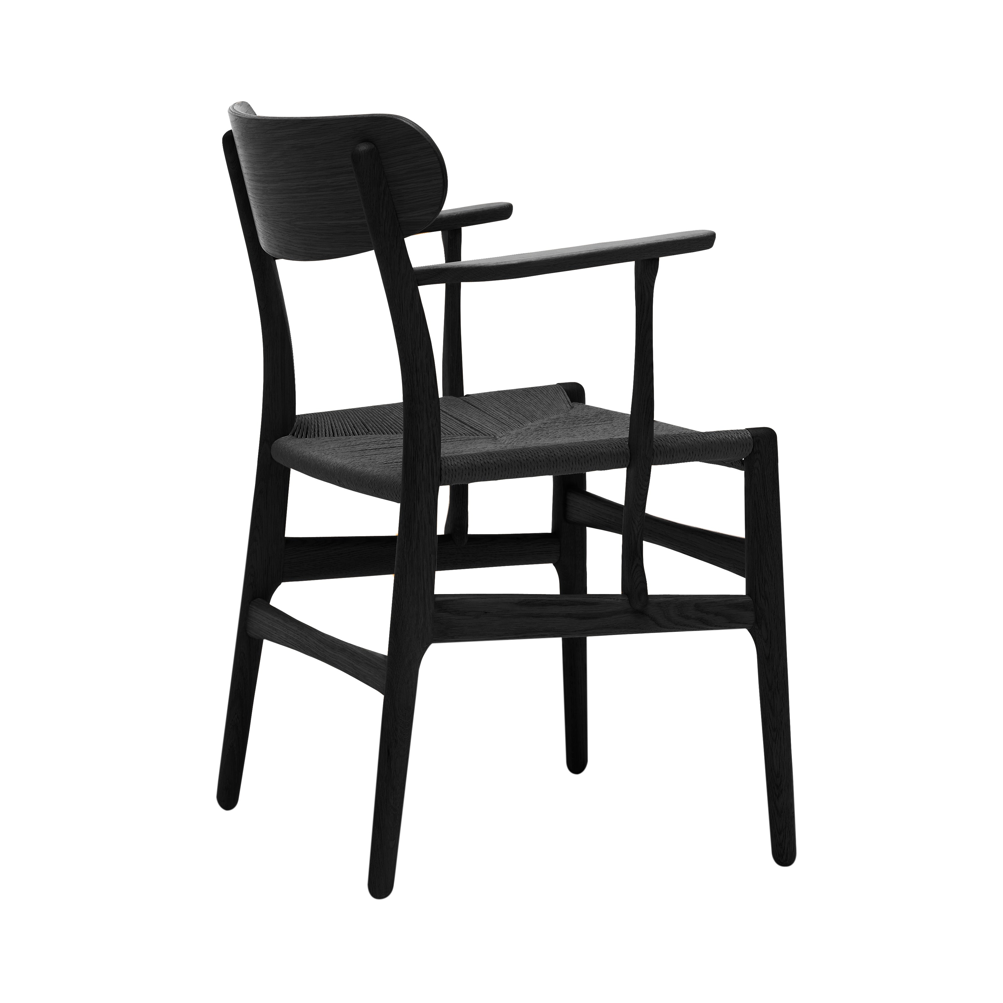 CH26 Dining Chair: Black + Black Oak + Without Cushion