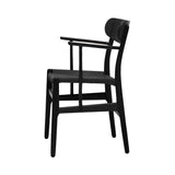 CH26 Dining Chair: Black + Black Oak + Without Cushion