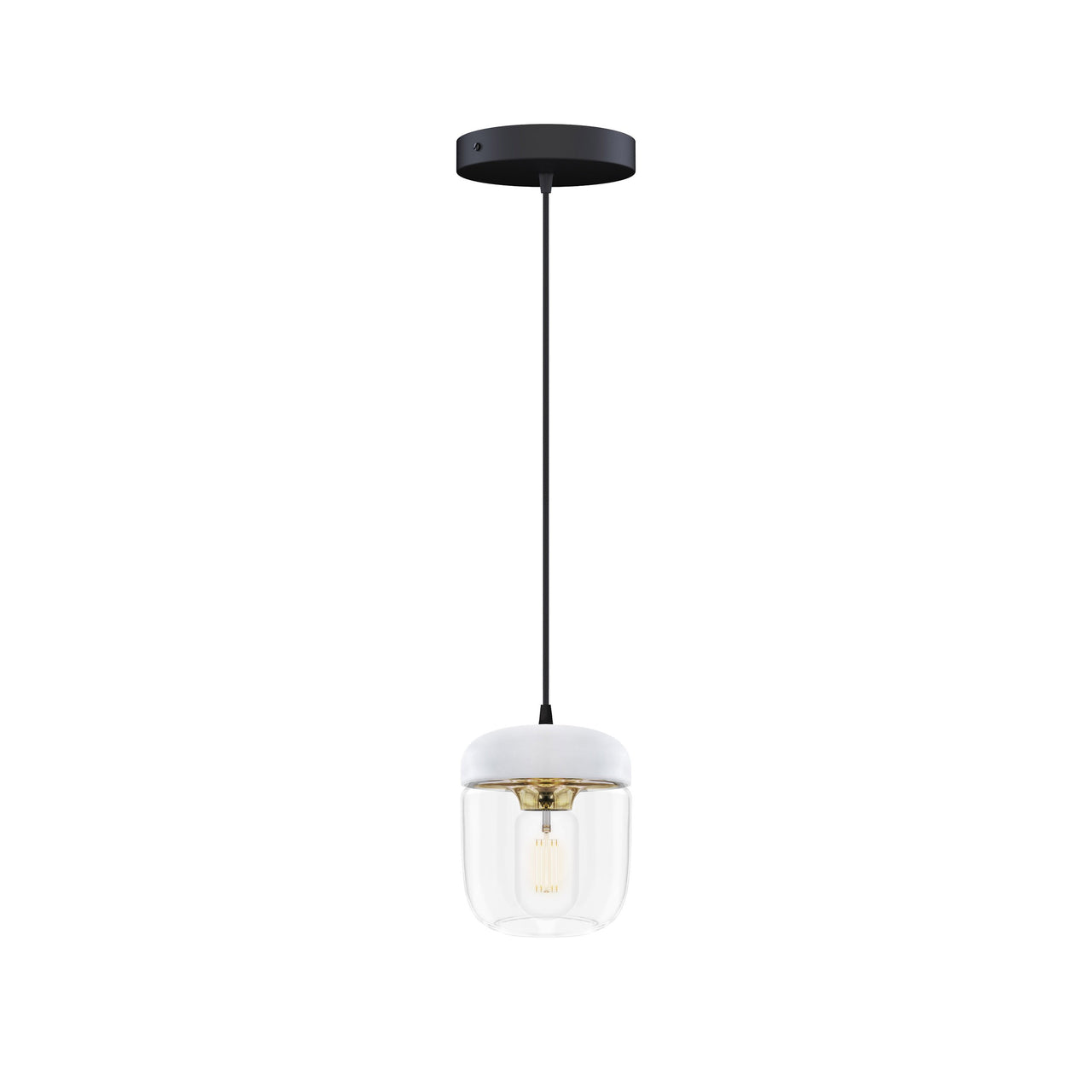 Acorn Pendant: White + Polished Brass + Black (Canopy)