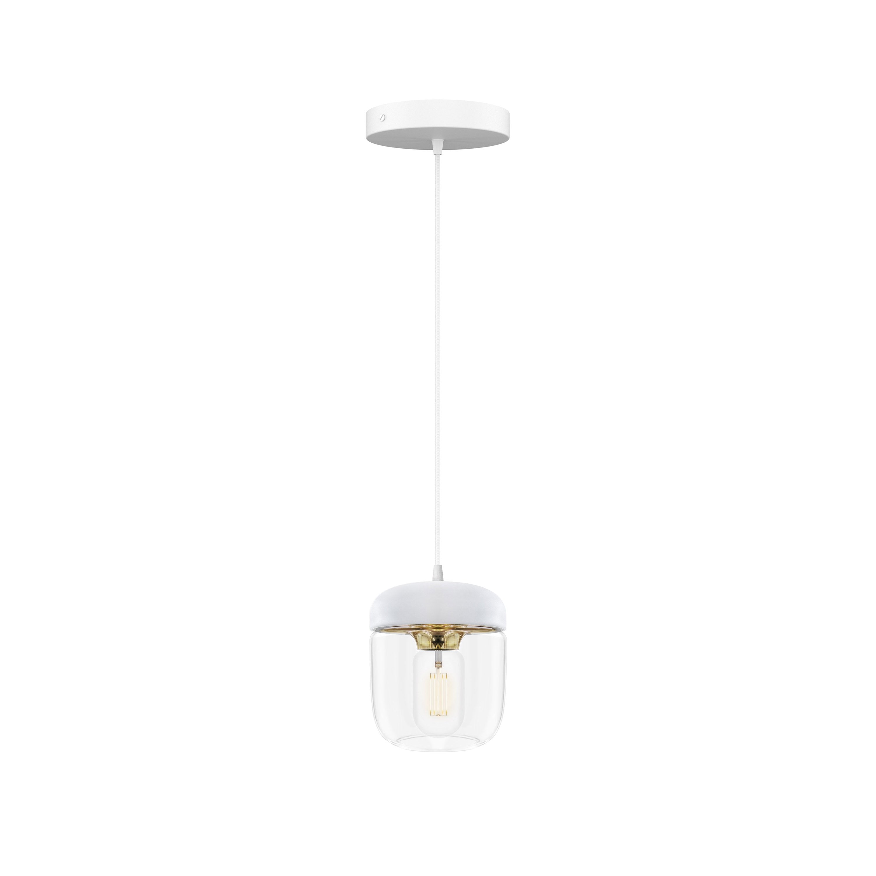 Acorn Pendant: White + Polished Brass + White (Canopy)