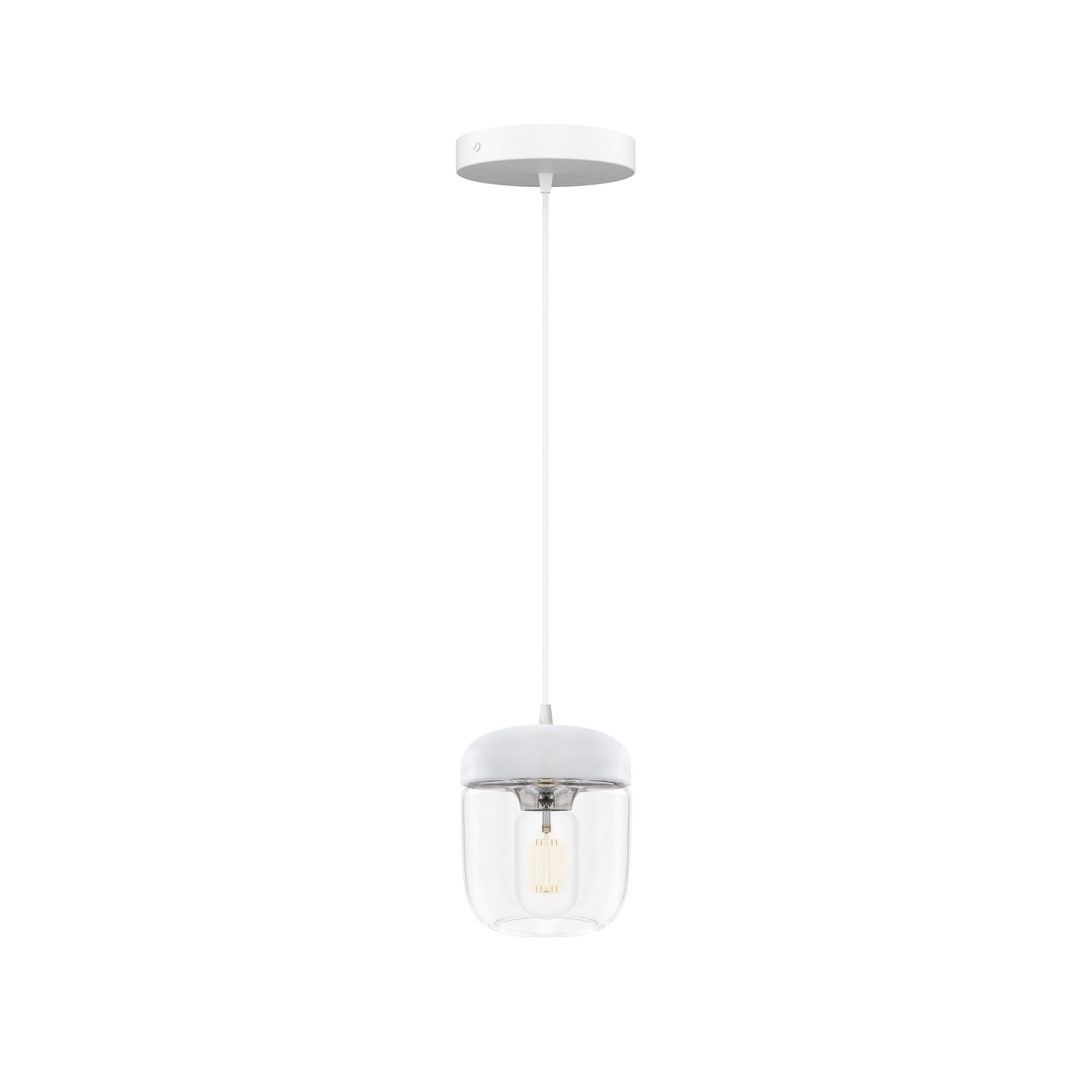 Acorn Pendant: White + Polished Steel + White (Canopy)