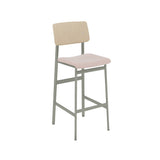 Loft Counter Stool: Upholstered + Dusty Green + Oak