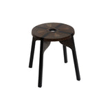 Tattoo Stool: Bird + Peacock + White + Black + Black Maple