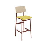 Loft Counter Stool: Upholstered + Deep Red + Oak