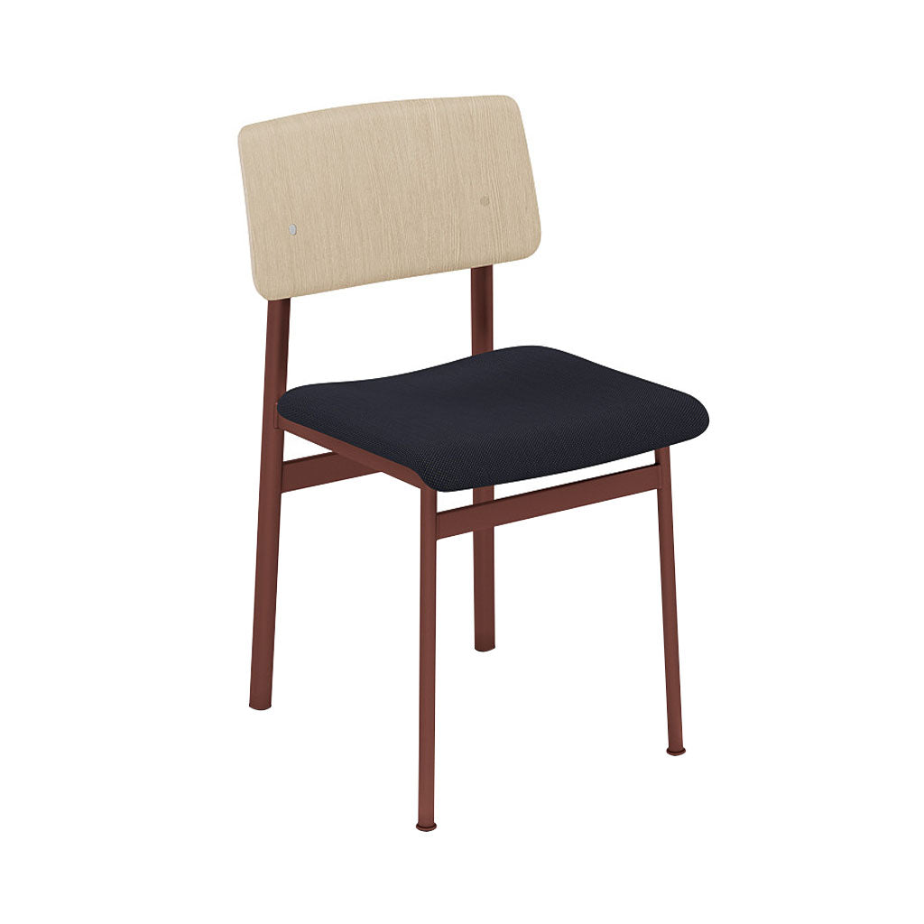 Loft Chair: Upholstered + Deep Red + Oak