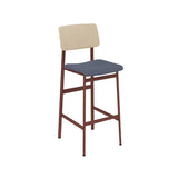 Loft Counter Stool: Upholstered + Deep Red + Oak