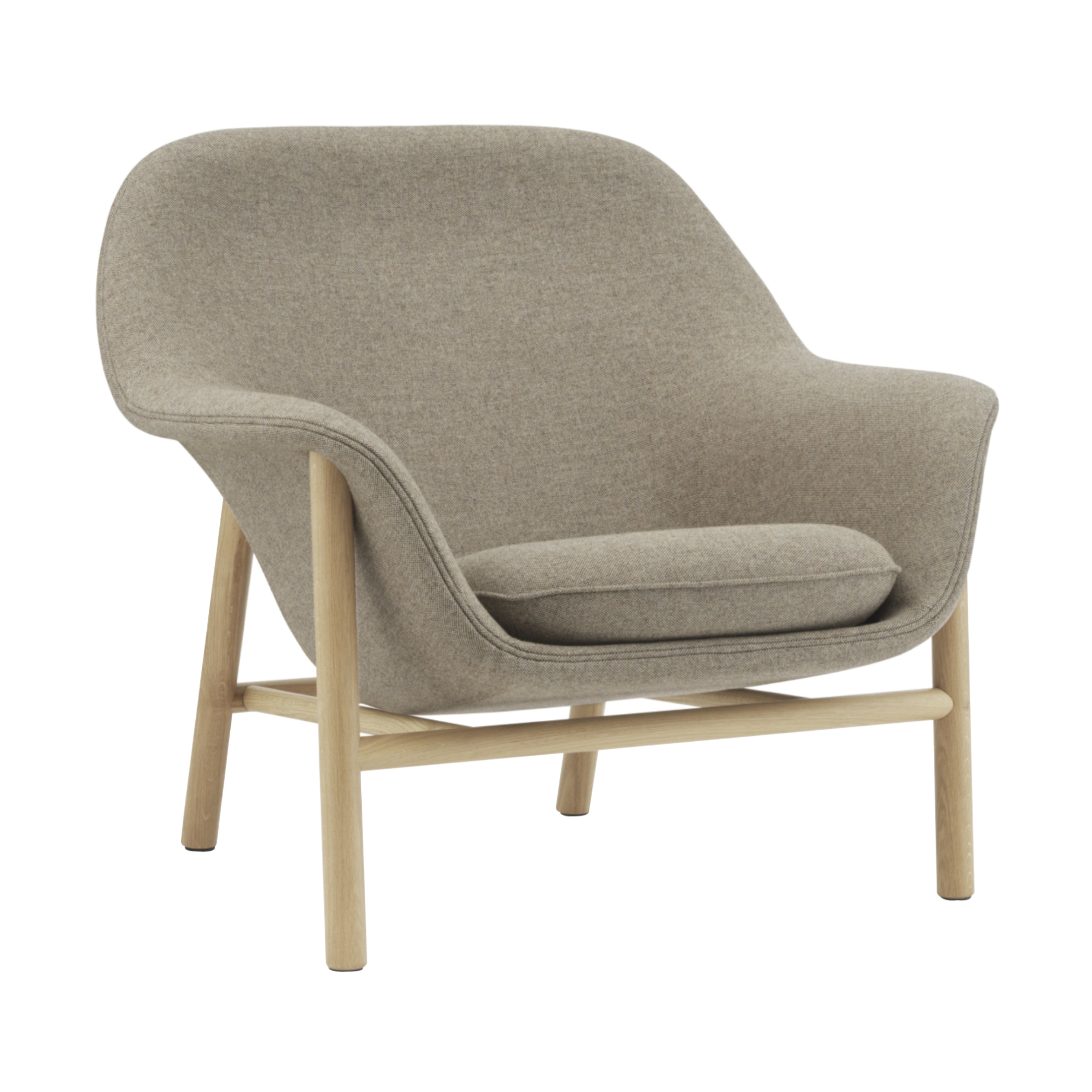 Drape Lounge Chair: Low + Wood Base + Oak