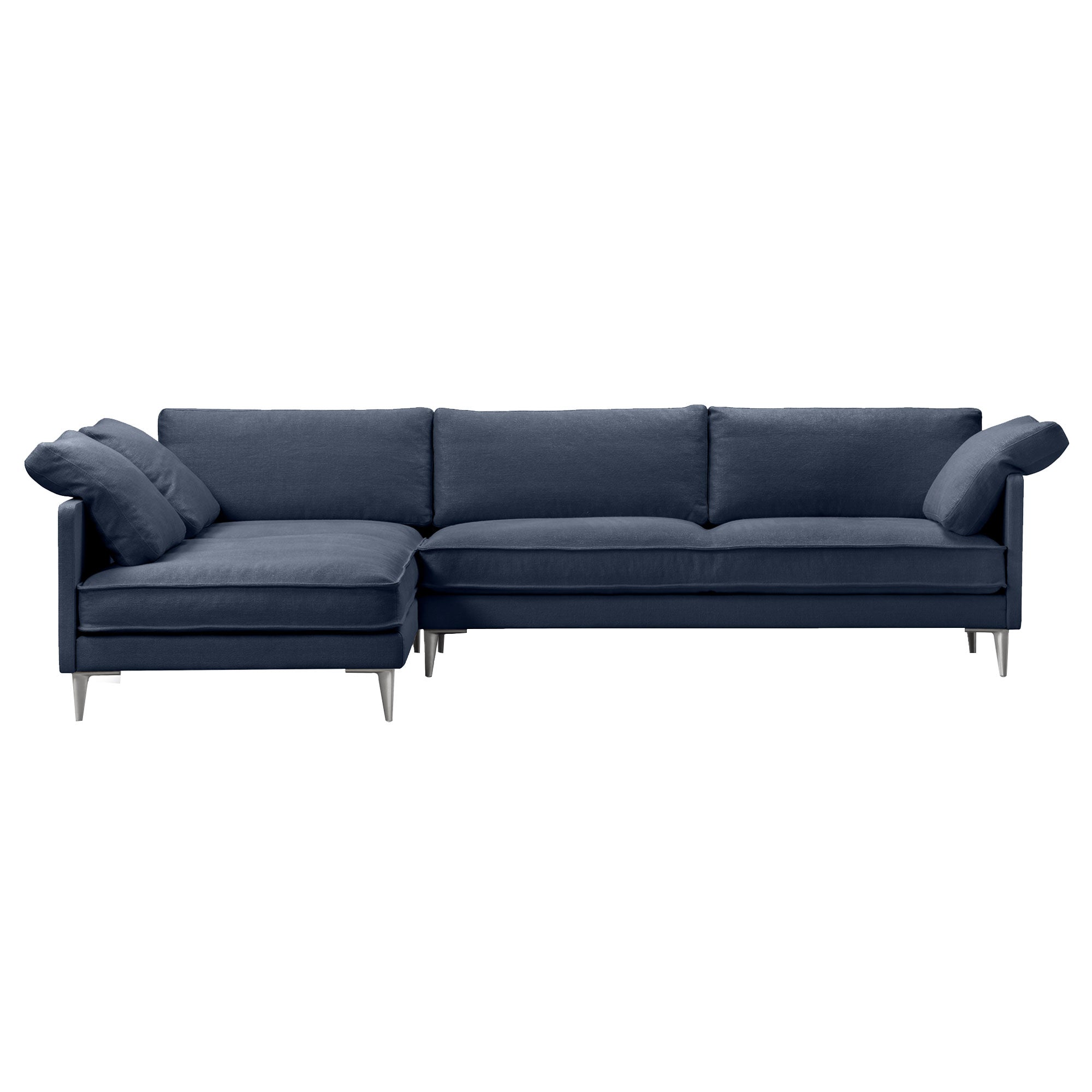 EJ295 Chaise Sofa: Large + Chrome + Left