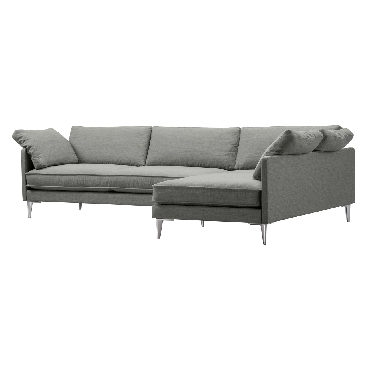 EJ295 Chaise Sofa: Large + Chrome + Right