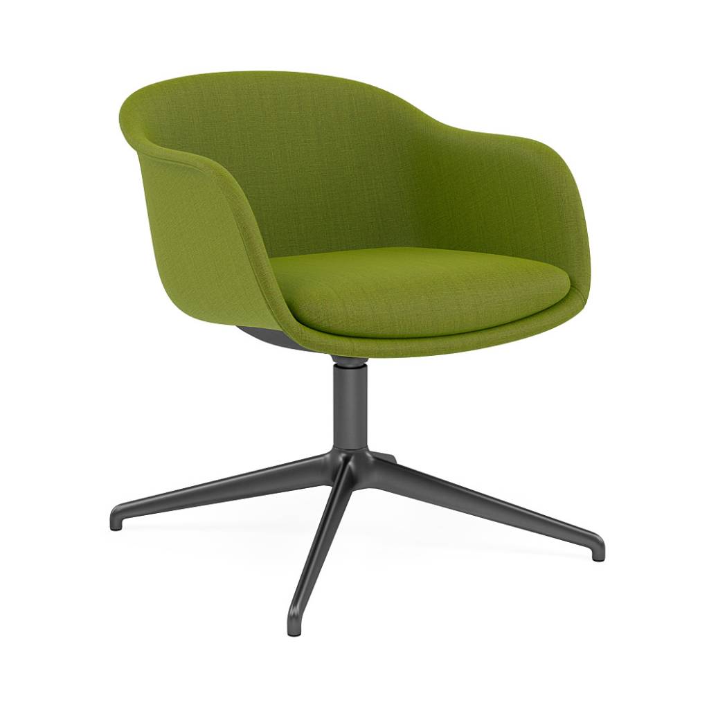 Fiber Conference Armchair: Swivel Base with Return + Recycled Shell + Anthracite Black