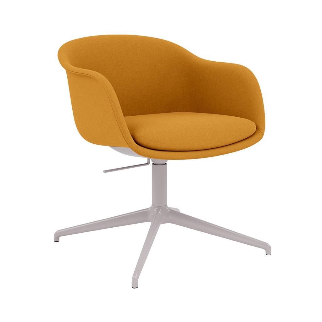 Fiber Conference Armchair: Swivel Base with Return + Recycled Shell + Tilt + Grey